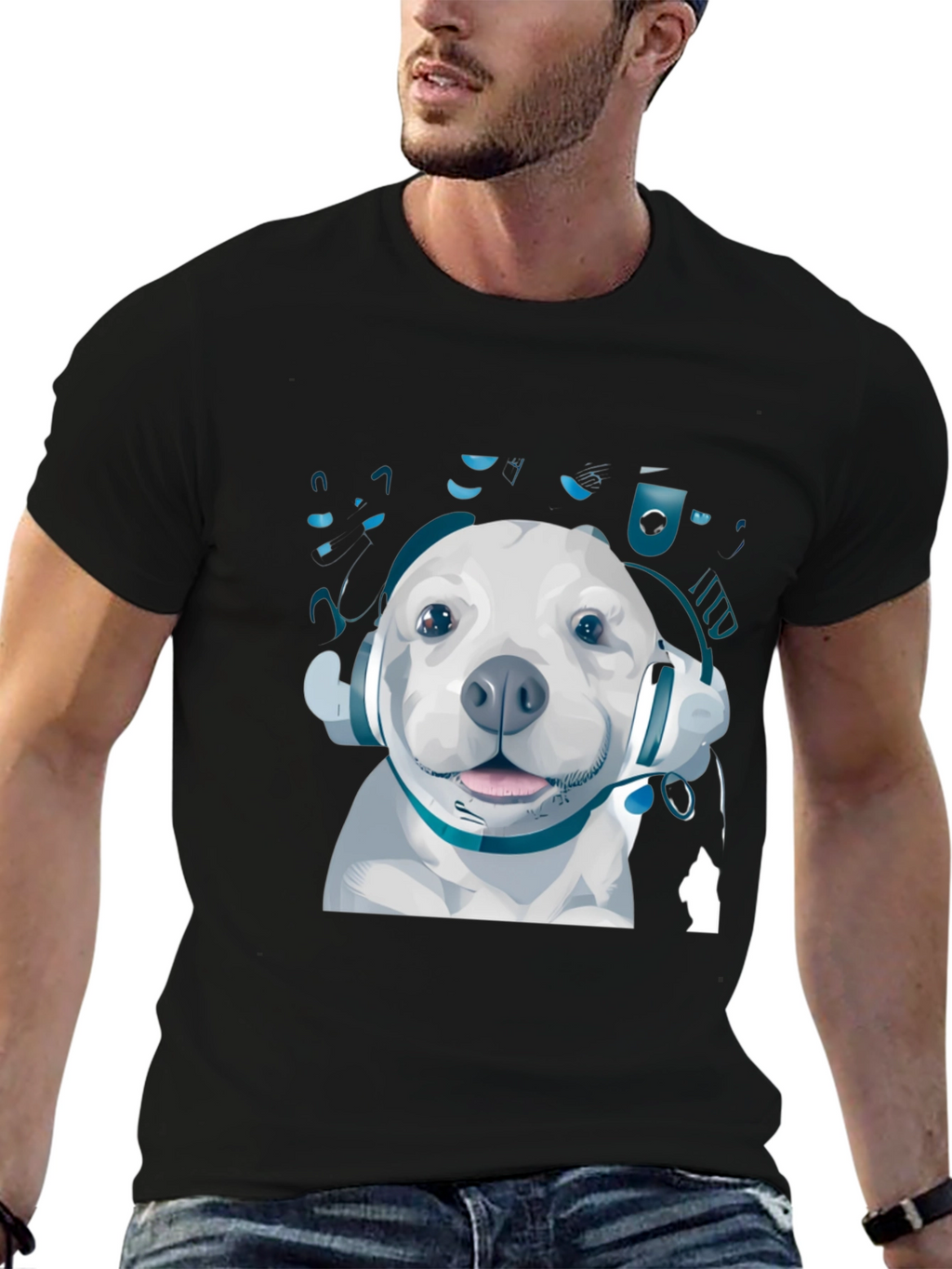 Dog with Headphones Graphic Tee