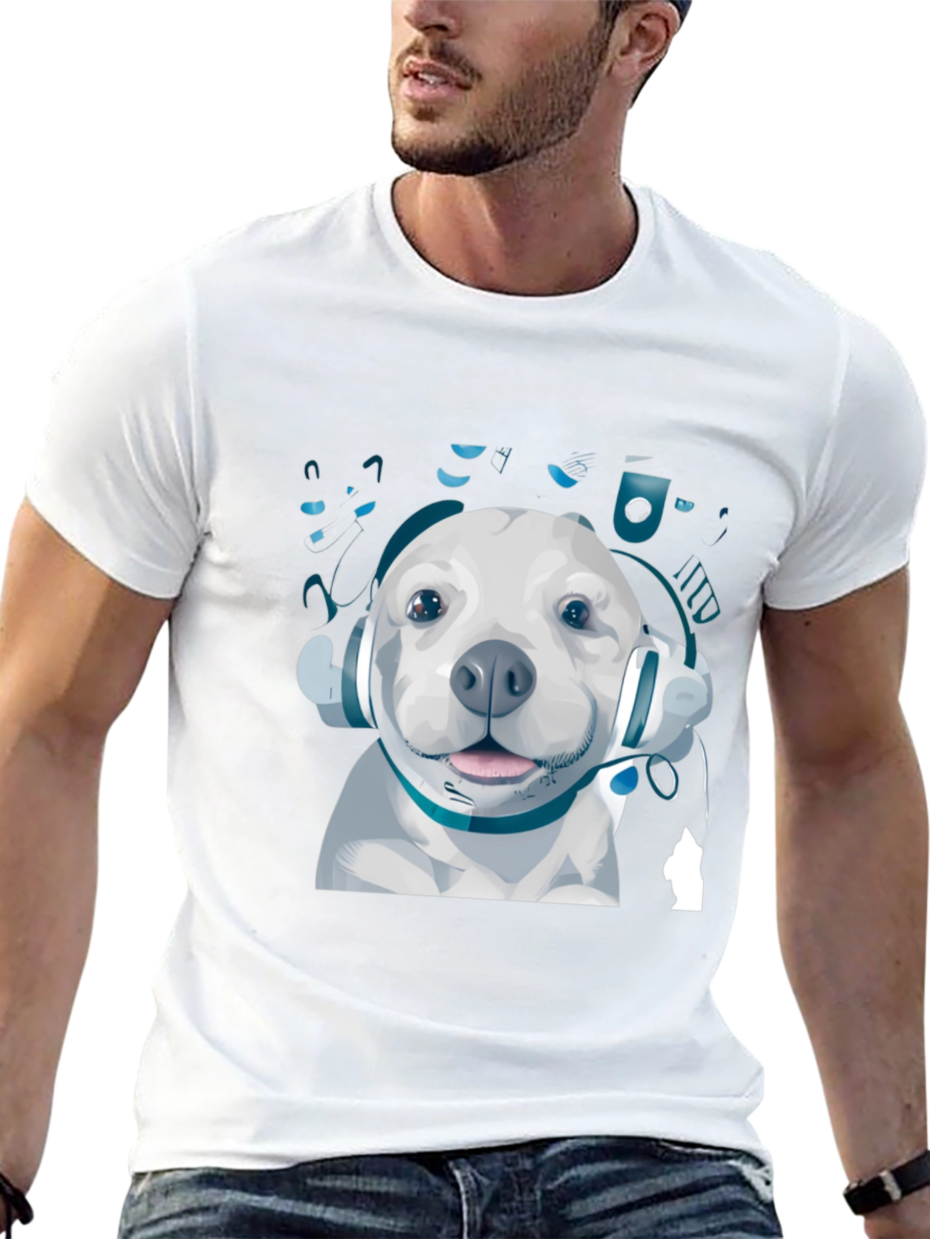 Dog with Headphones Graphic Tee