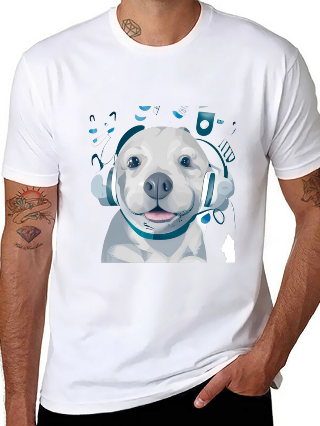 Dog with Headphones Graphic Tee