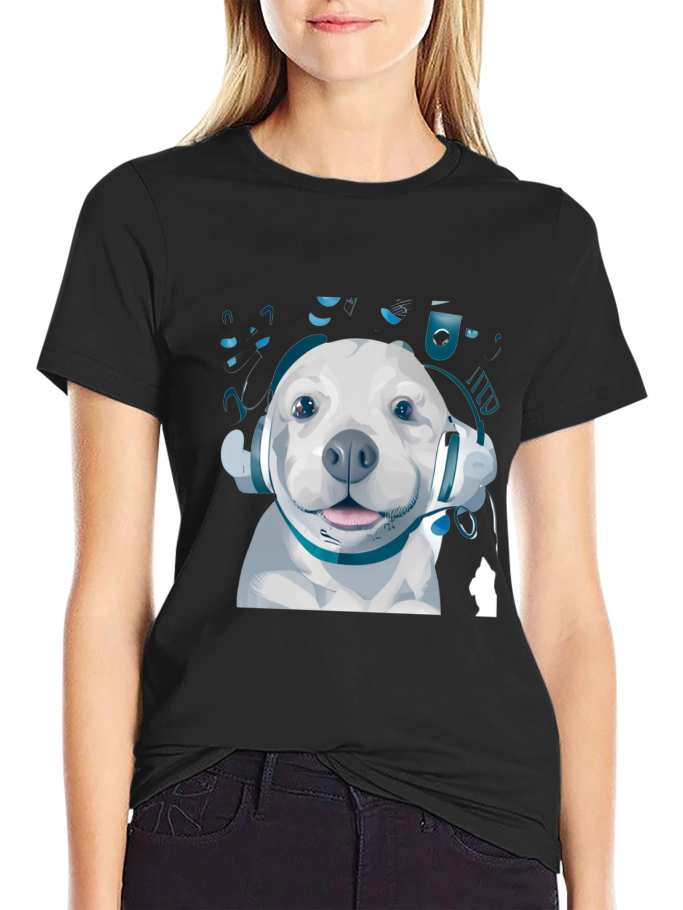 Dog with Headphones Graphic Tee