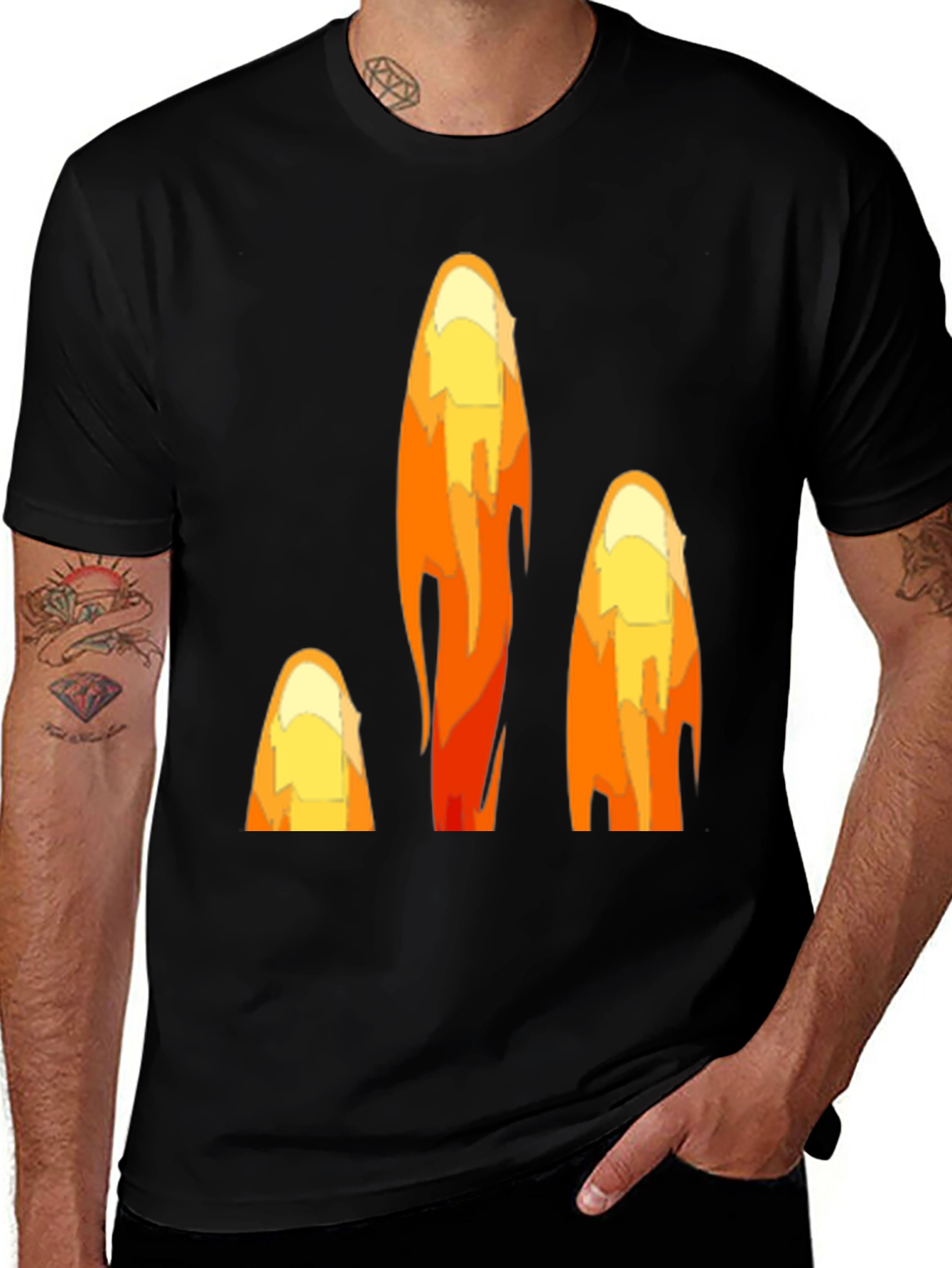 Fiery Peaks Graphic Black T-Shirt