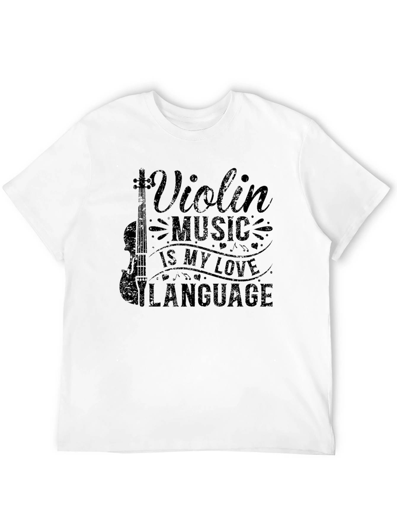 Violin Music Love Language Black T-Shirt