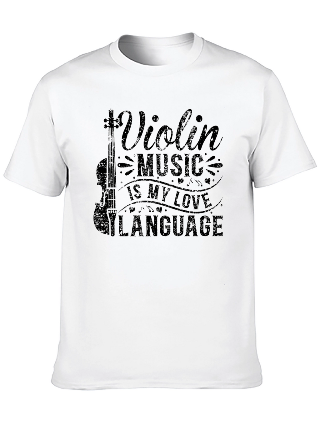 Violin Music Love Language Black T-Shirt
