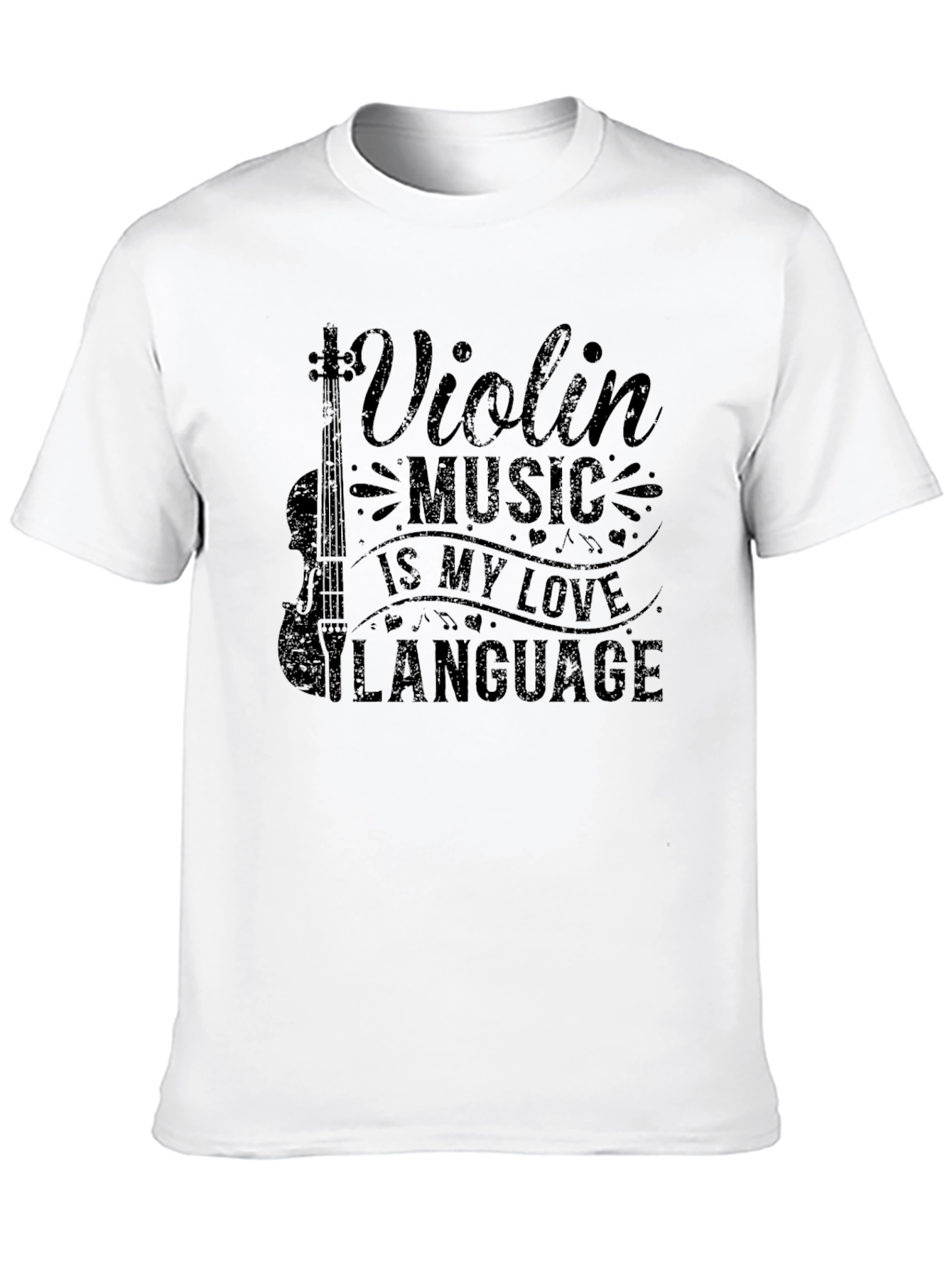 Violin Music Love Language Black T-Shirt