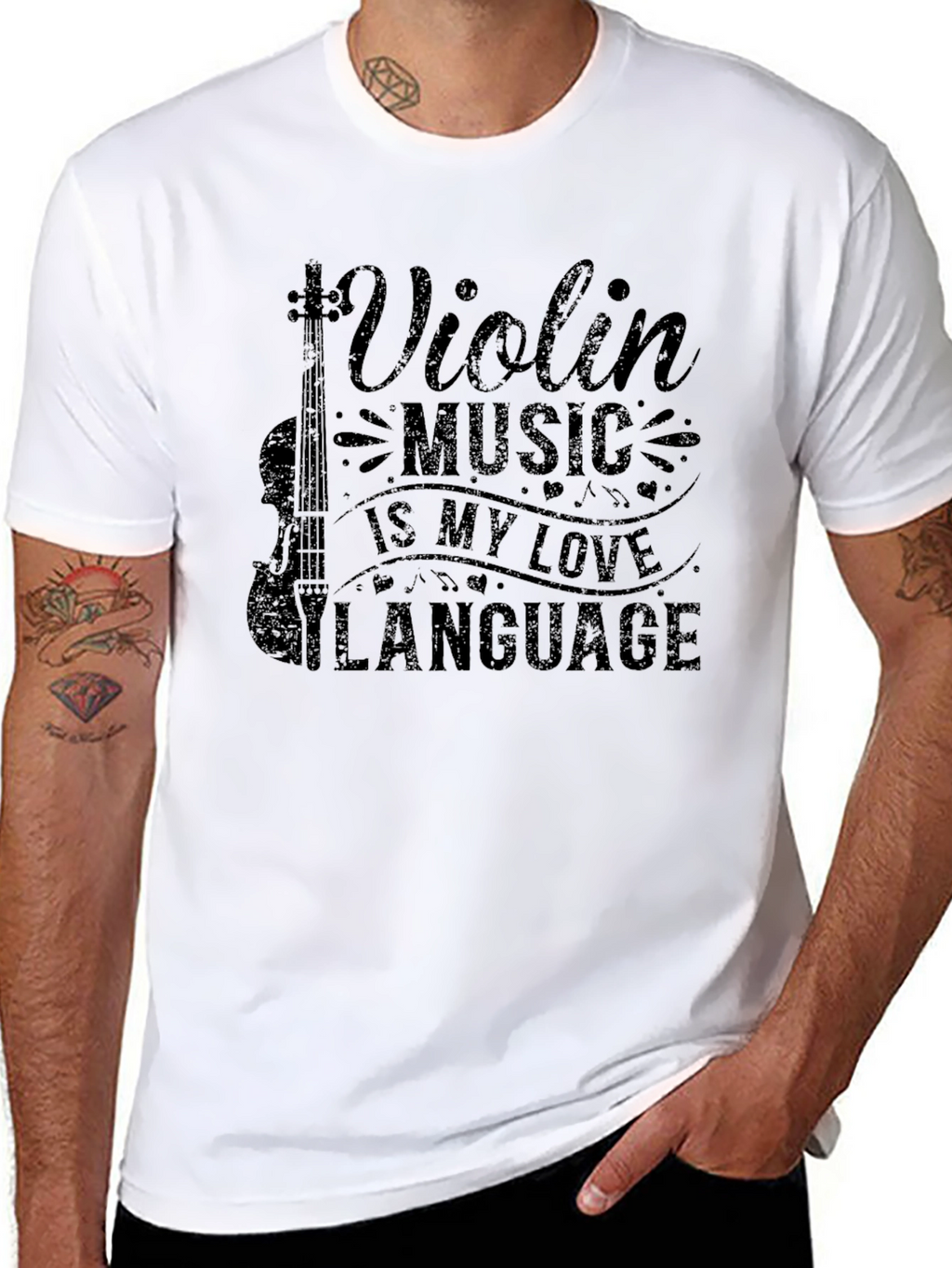 Violin Music Love Language Black T-Shirt