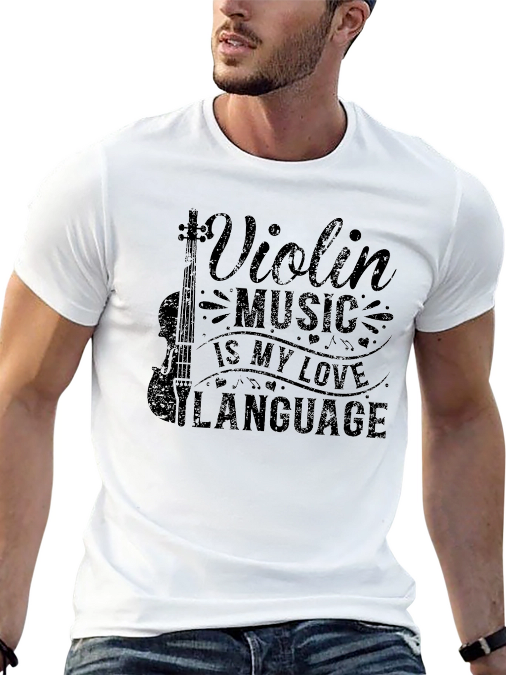 Violin Music Love Language Black T-Shirt