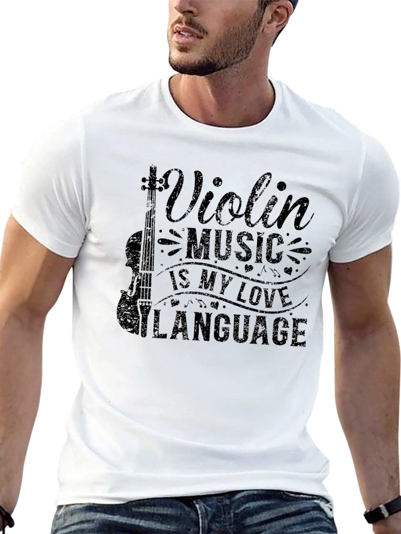 Violin Music Love Language Black T-Shirt