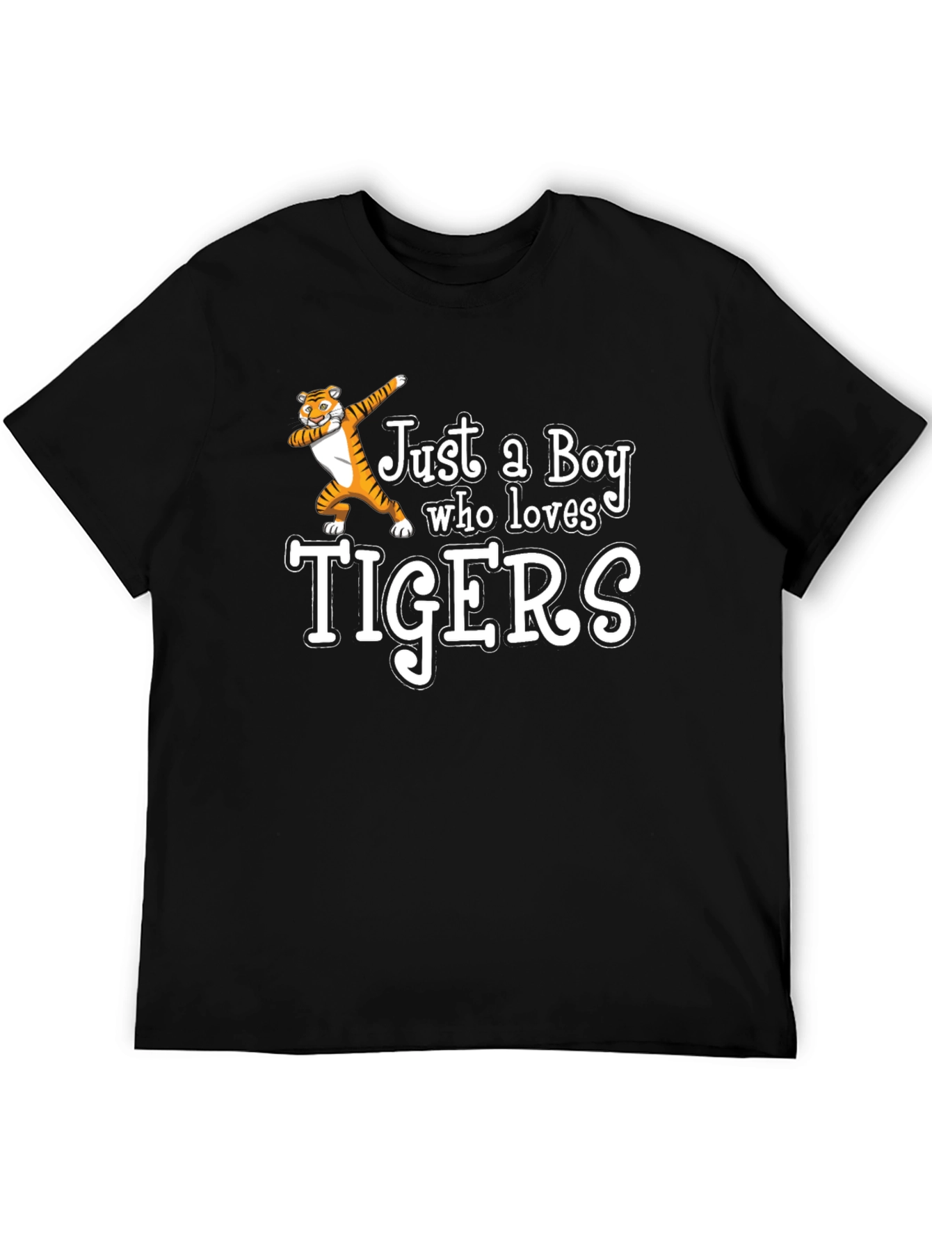 Boy Who Loves Tigers Black T-Shirt
