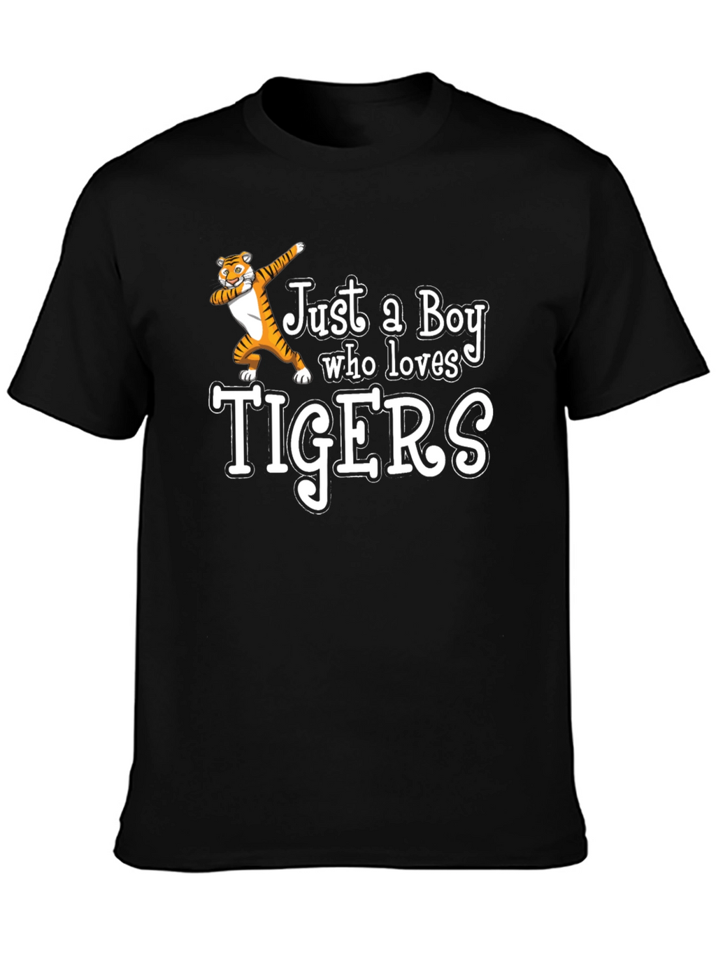 Boy Who Loves Tigers Black T-Shirt