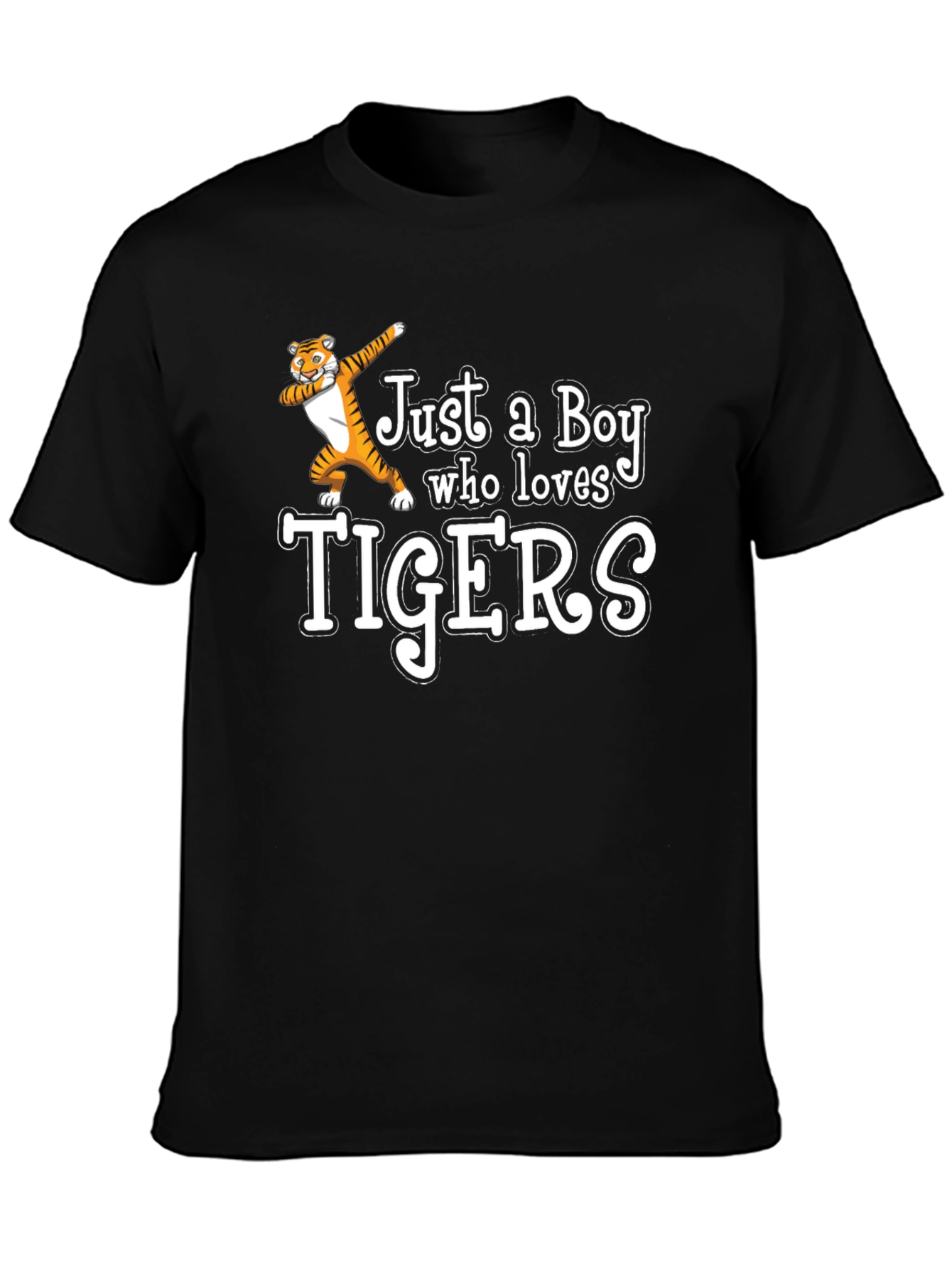 Boy Who Loves Tigers Black T-Shirt