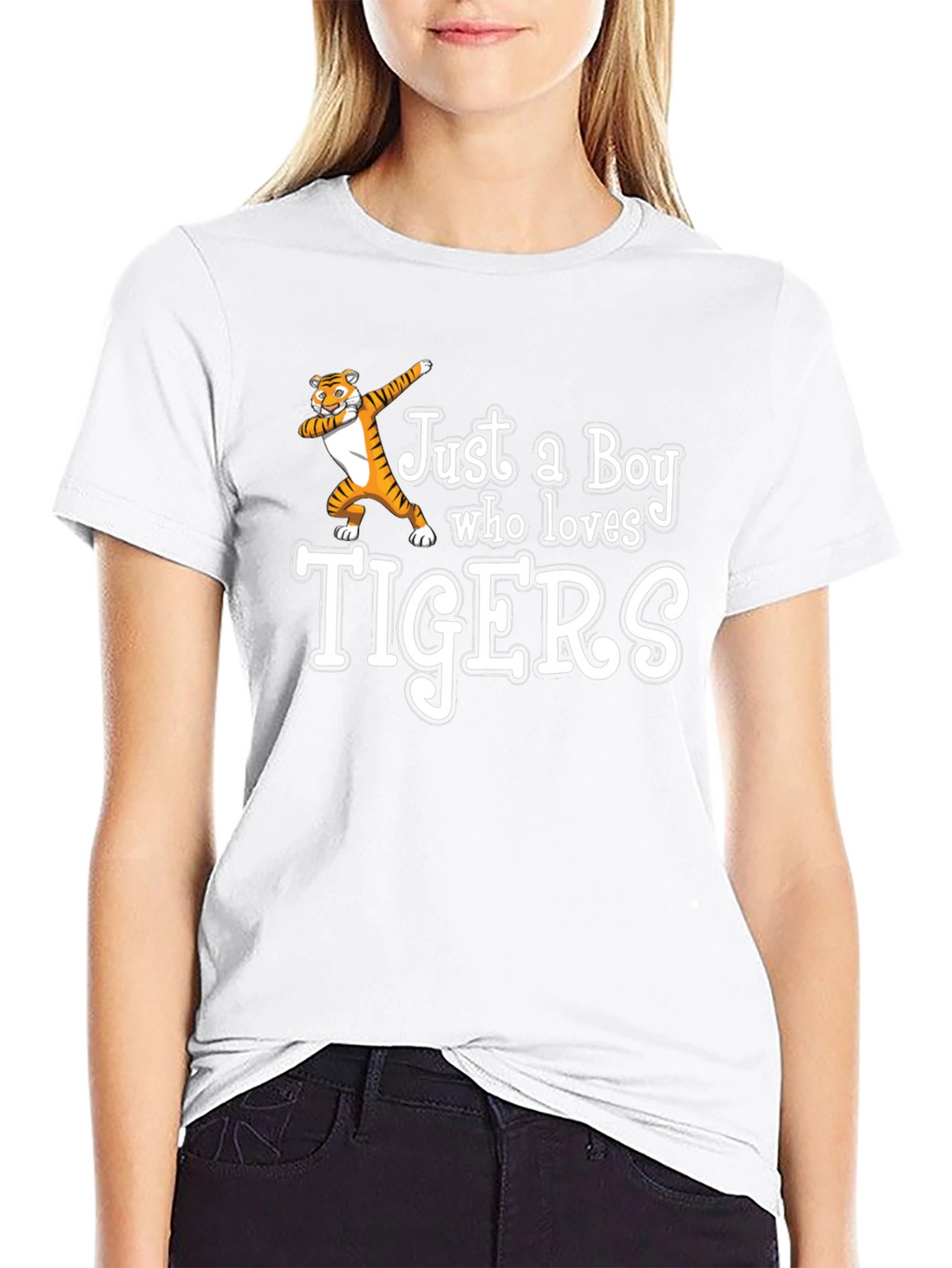 Boy Who Loves Tigers Black T-Shirt