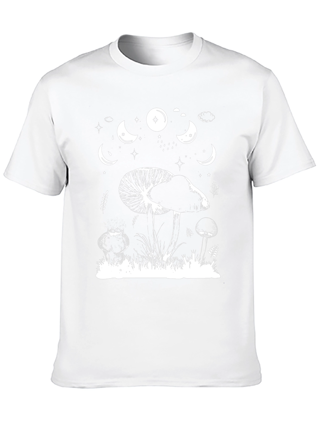 Mushroom Moon Phase Graphic Tee - Black Cotton T-Shirt