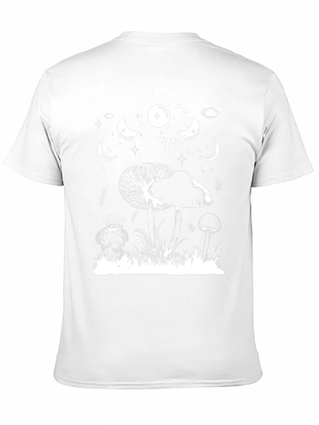Mushroom Moon Phase Graphic Tee - Black Cotton T-Shirt