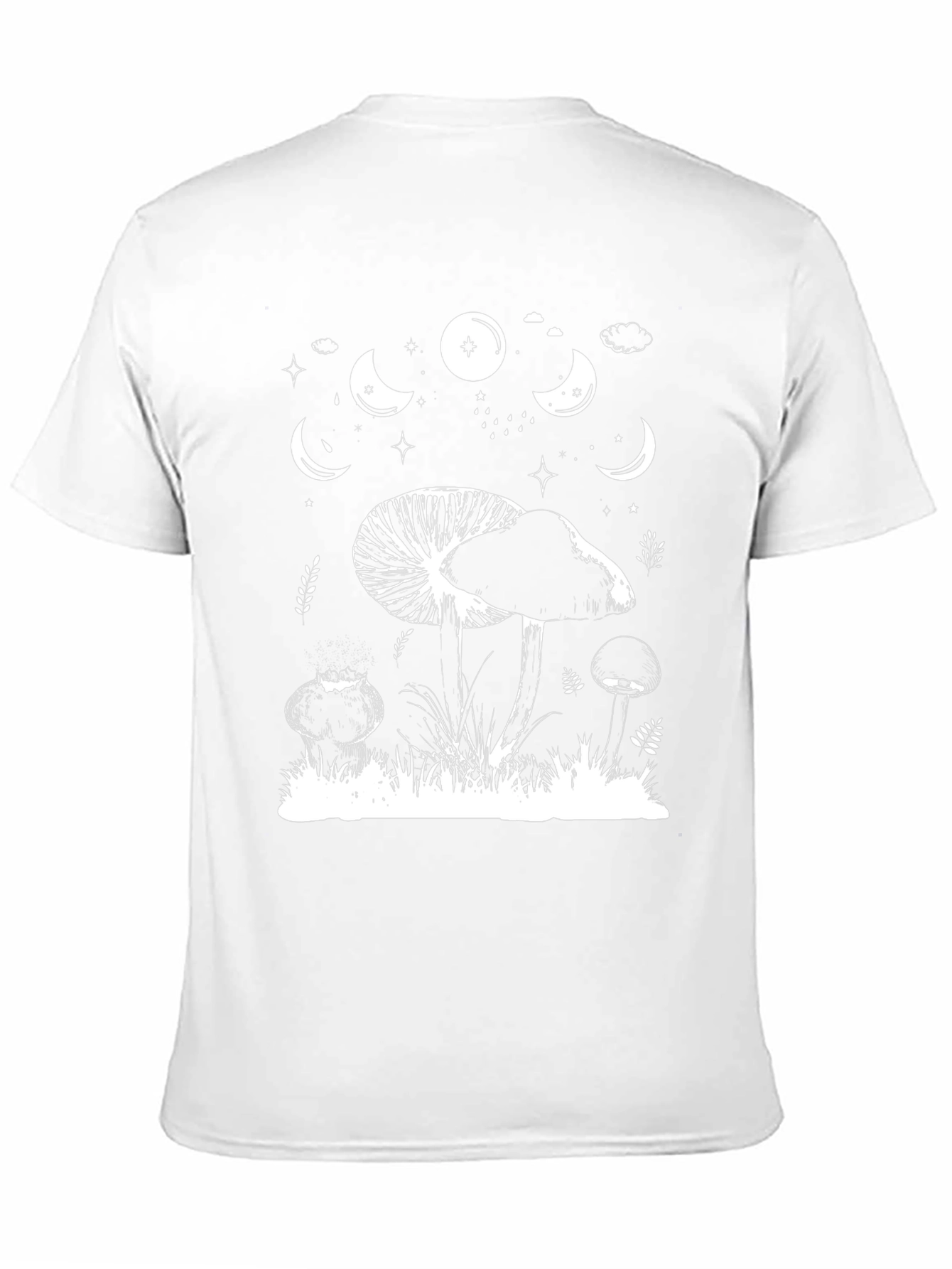Mushroom Moon Phase Graphic Tee - Black Cotton T-Shirt