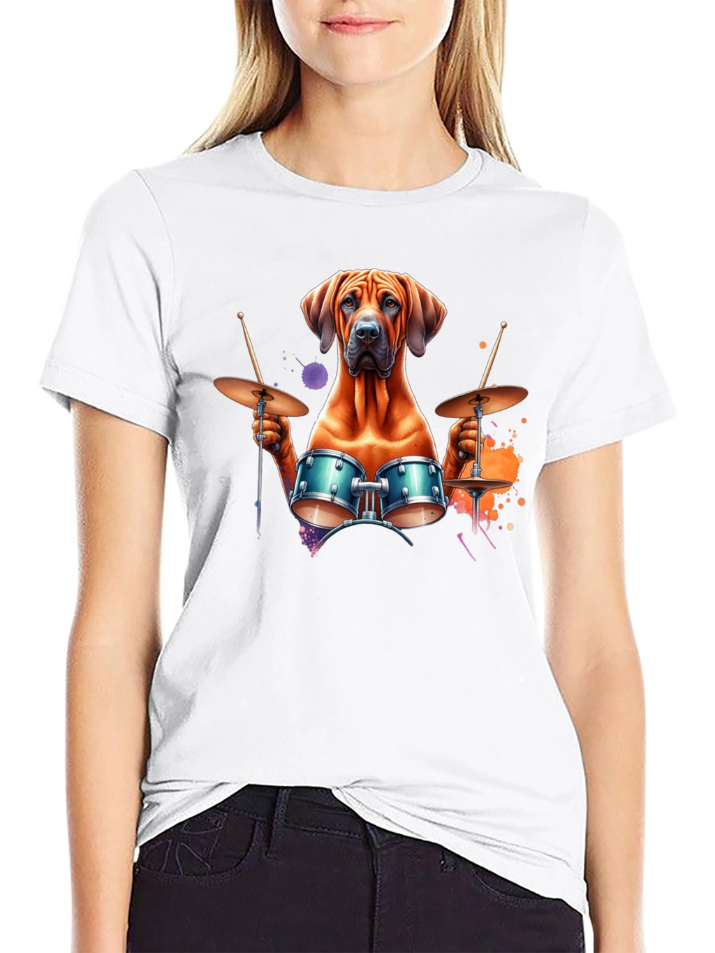 Dog Drummer T-Shirt - Unique Graphic Tee