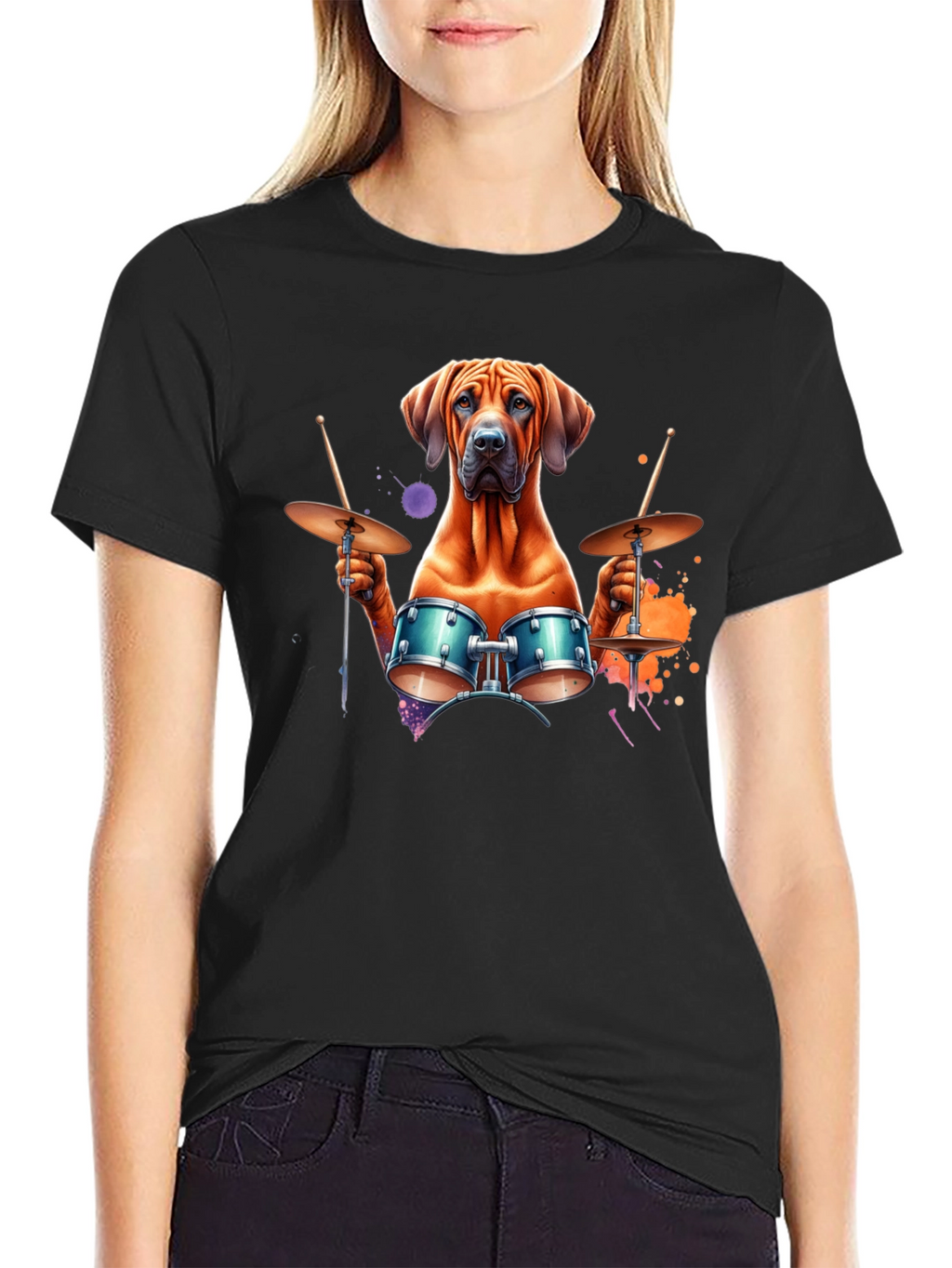 Dog Drummer T-Shirt - Unique Graphic Tee