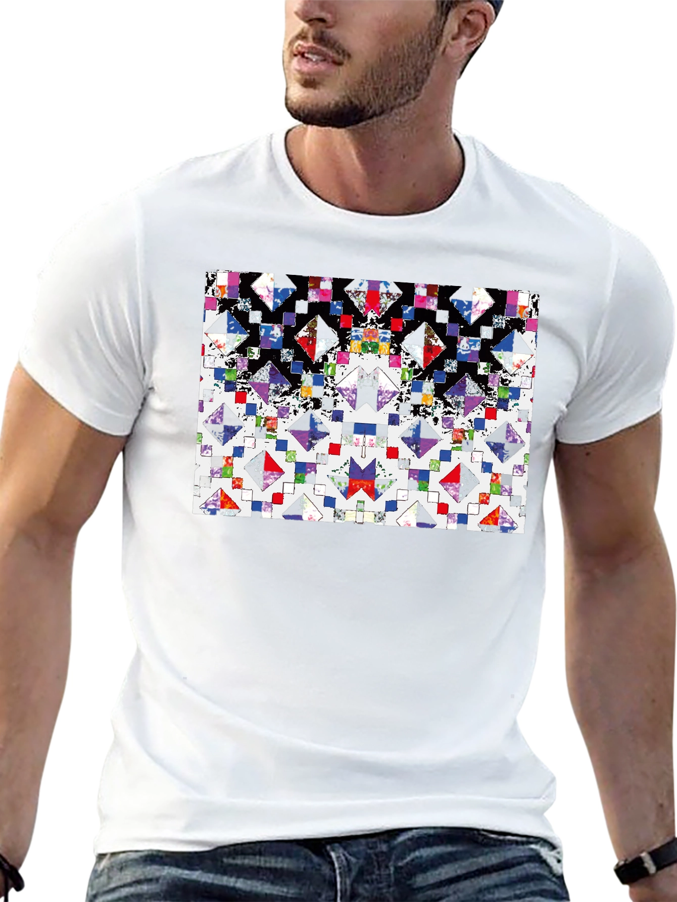 Abstract Geometric T-Shirt - Black