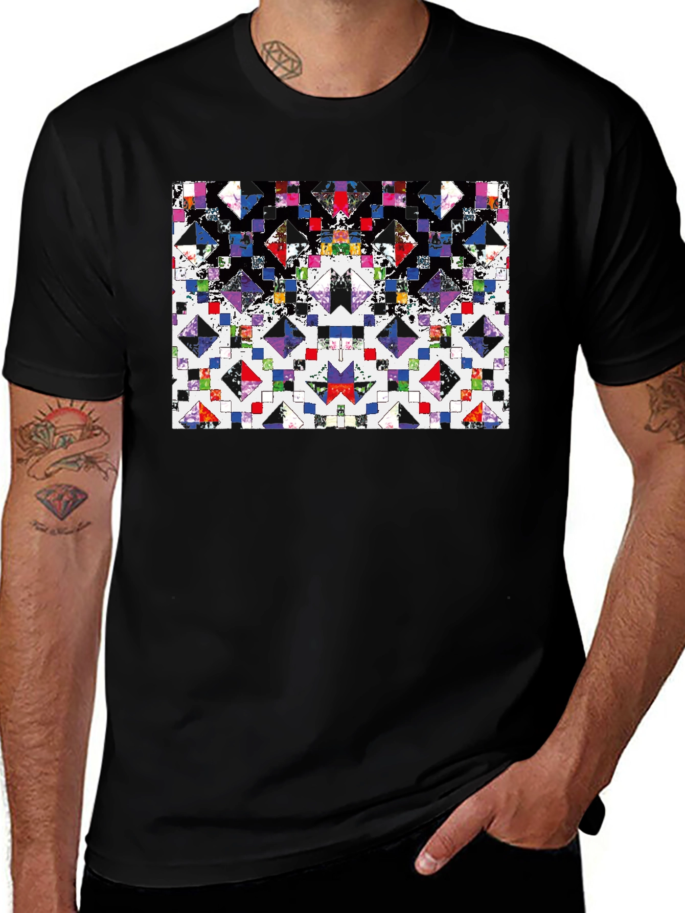 Abstract Geometric T-Shirt - Black