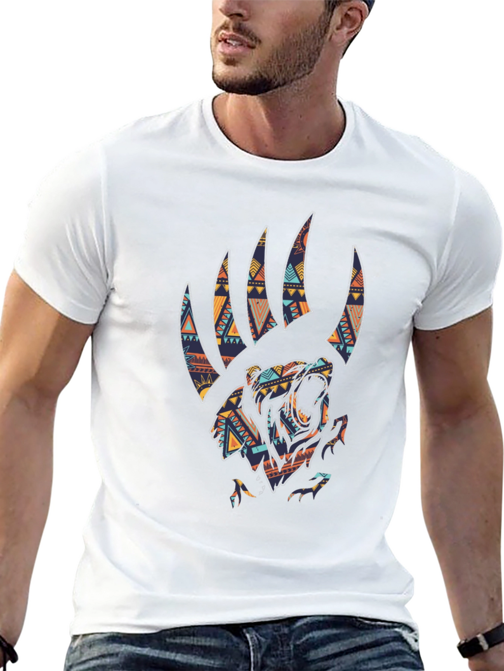 Tribal Bear Claw Graphic Tee - Black