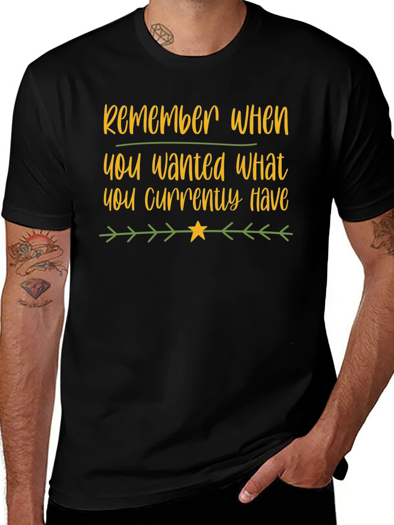 Motivational Black T-Shirt: Remember What You Wanted