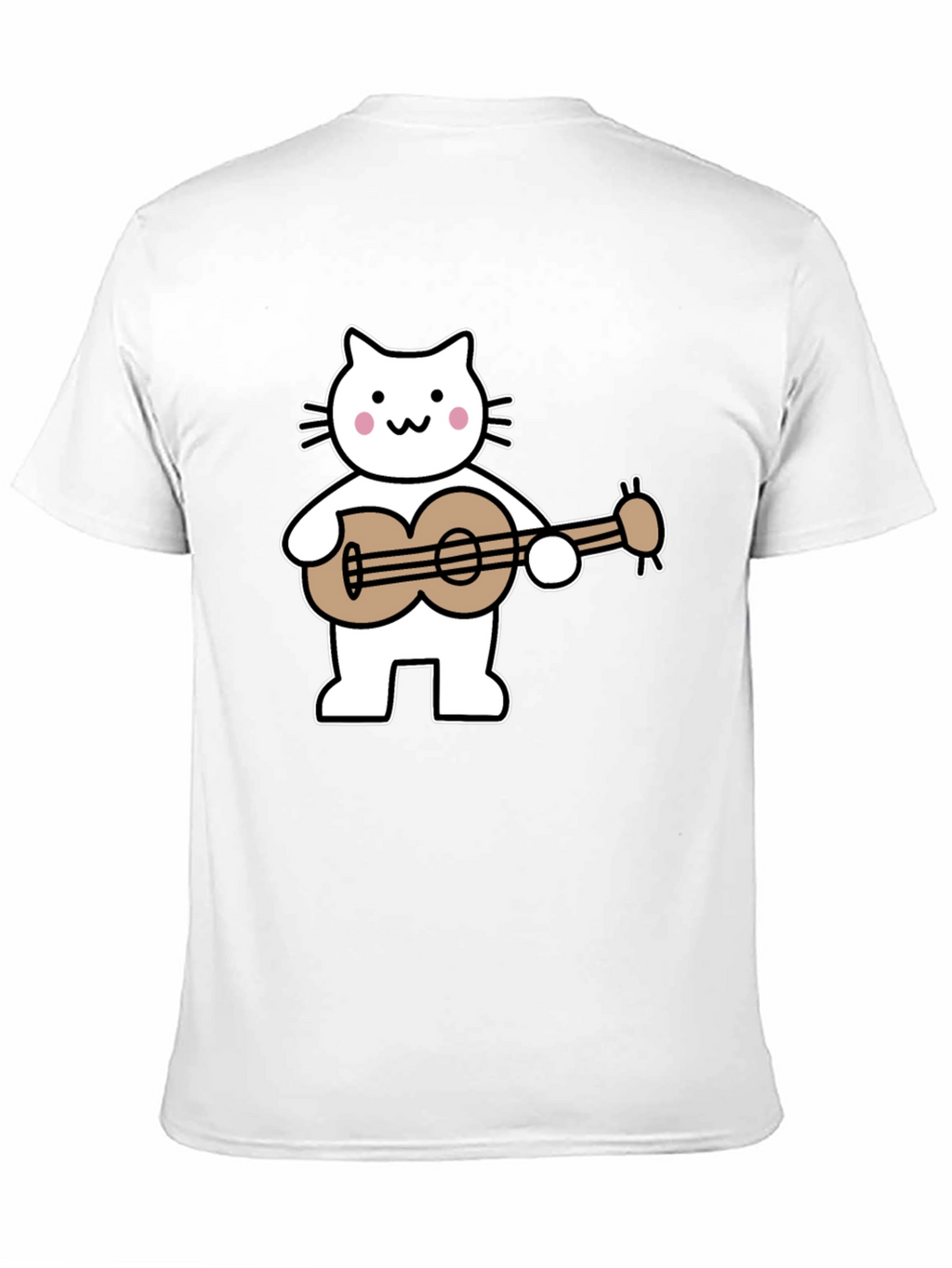 Cat Playing Ukulele Graphic Tee - Black