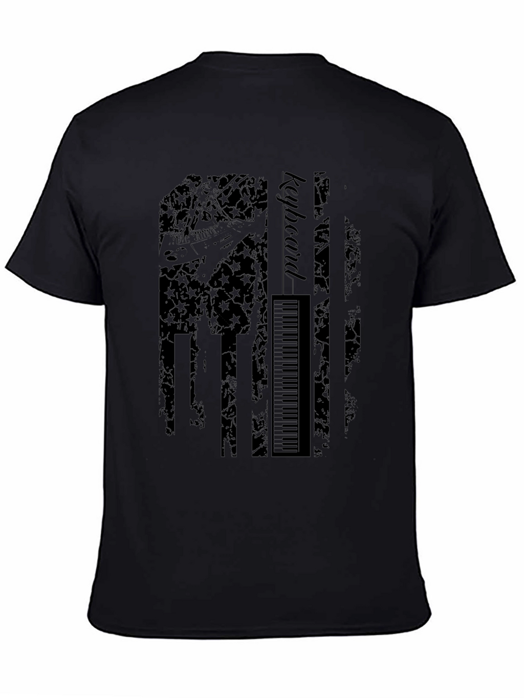 Keyboard American Flag Graphic Black T-Shirt