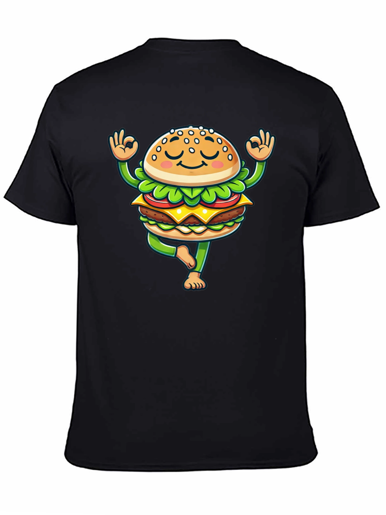 Yoga Burger T-Shirt - Meditating Fast Food Tee