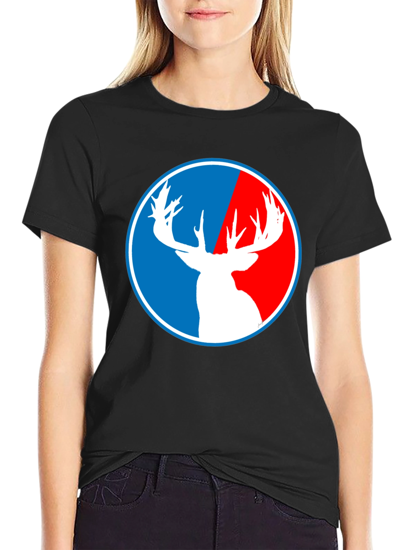Deer Silhouette Graphic T-Shirt - Red White & Blue Design