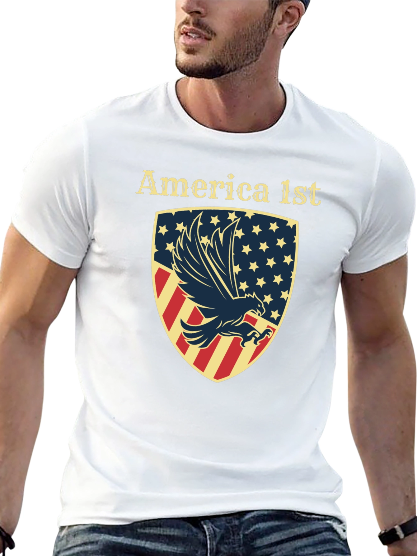 America First Eagle Shield Graphic T-Shirt