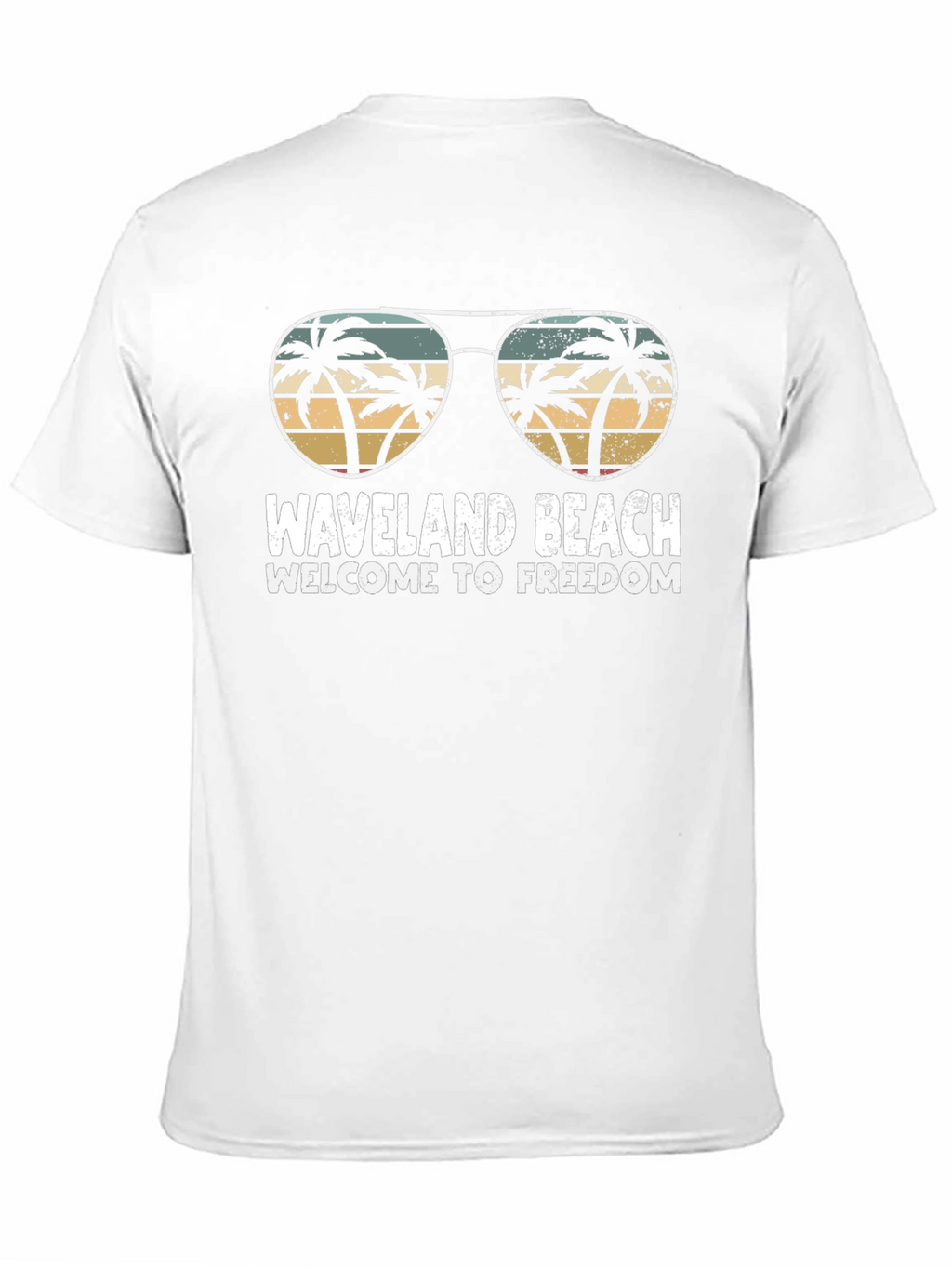 Waveland Beach Retro Palm Tree Sunglasses Graphic Tee