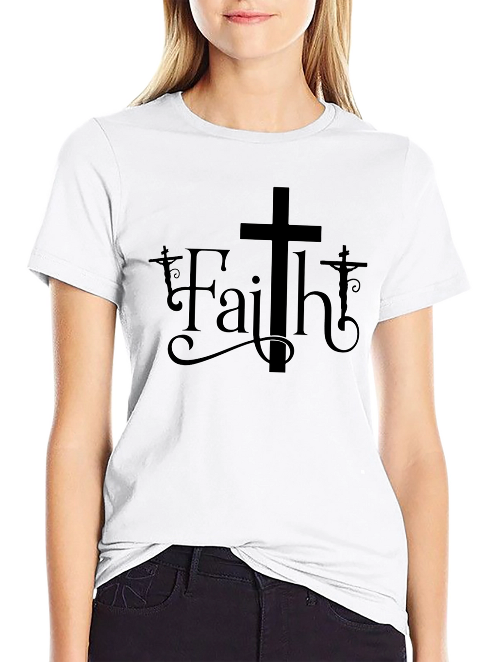 Faith Graphic Print Black Crew Neck T-Shirt