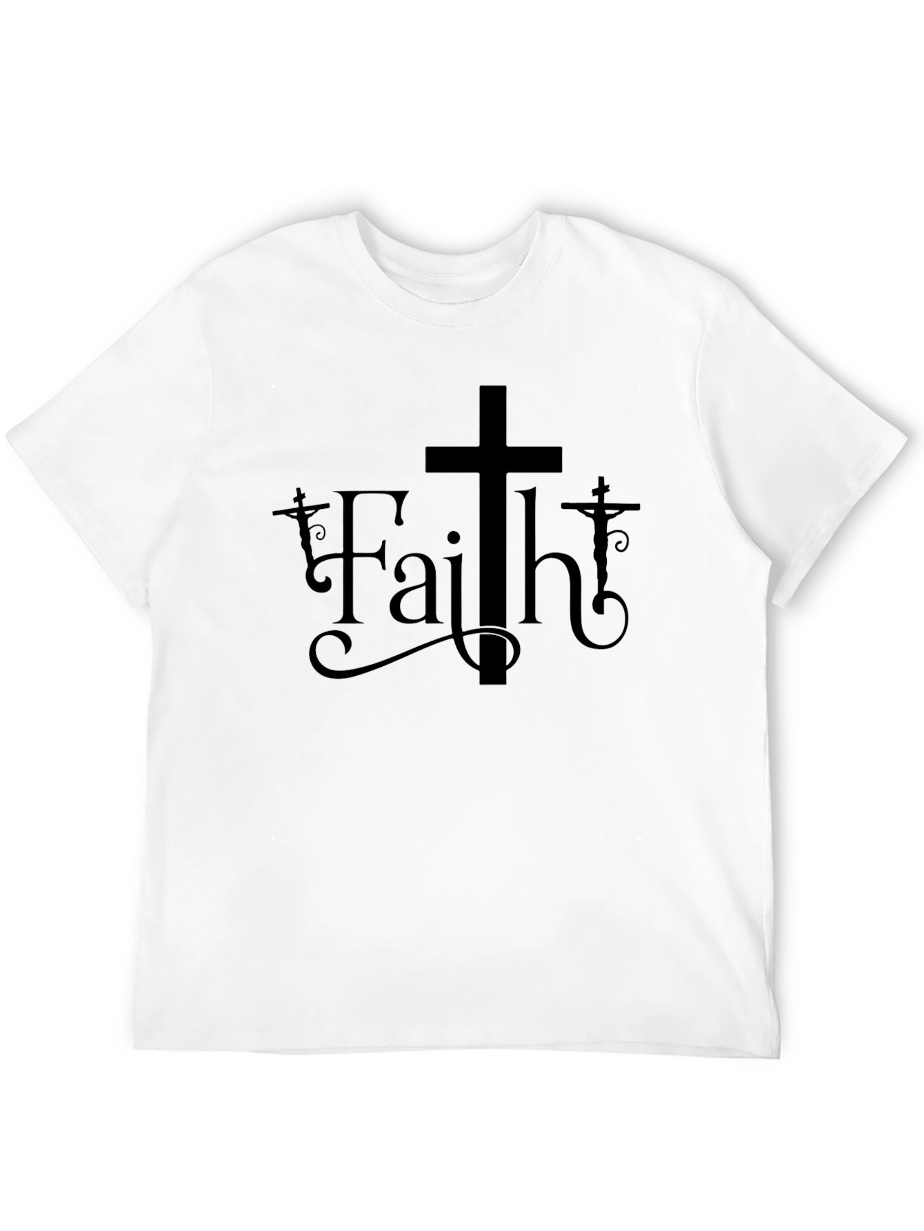 Faith Graphic Print Black Crew Neck T-Shirt