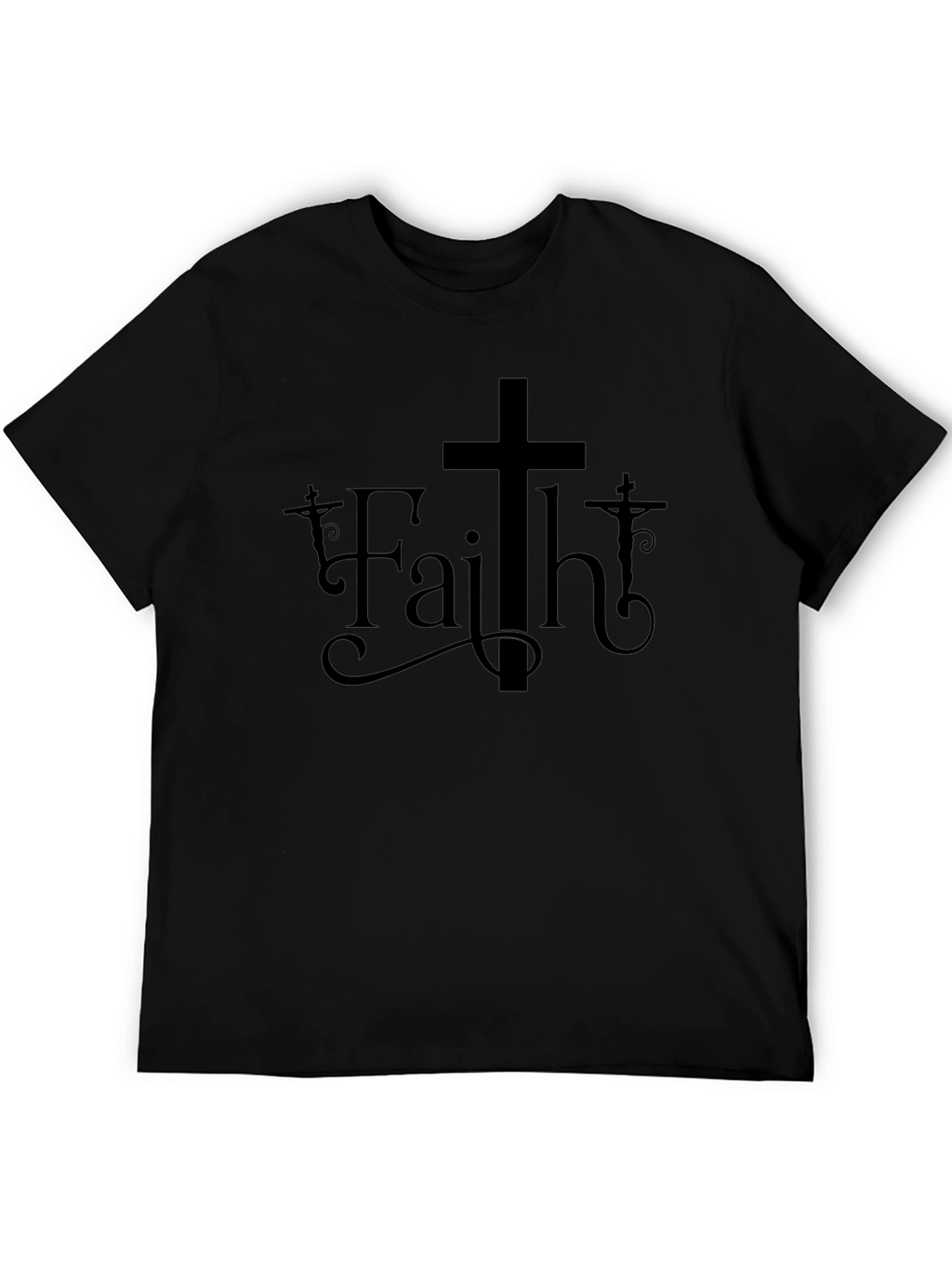 Faith Graphic Print Black Crew Neck T-Shirt