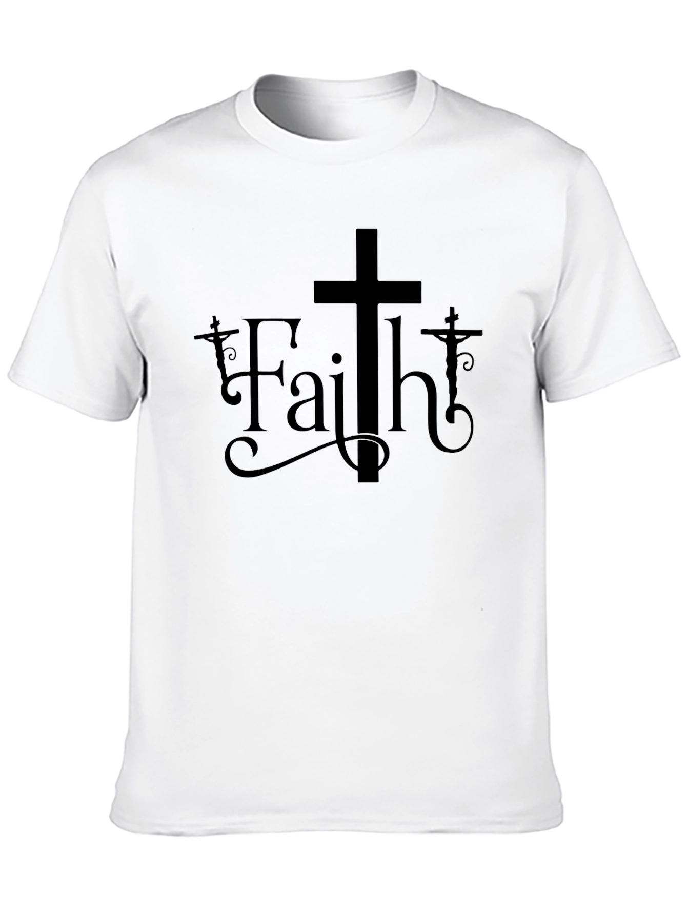 Faith Graphic Print Black Crew Neck T-Shirt