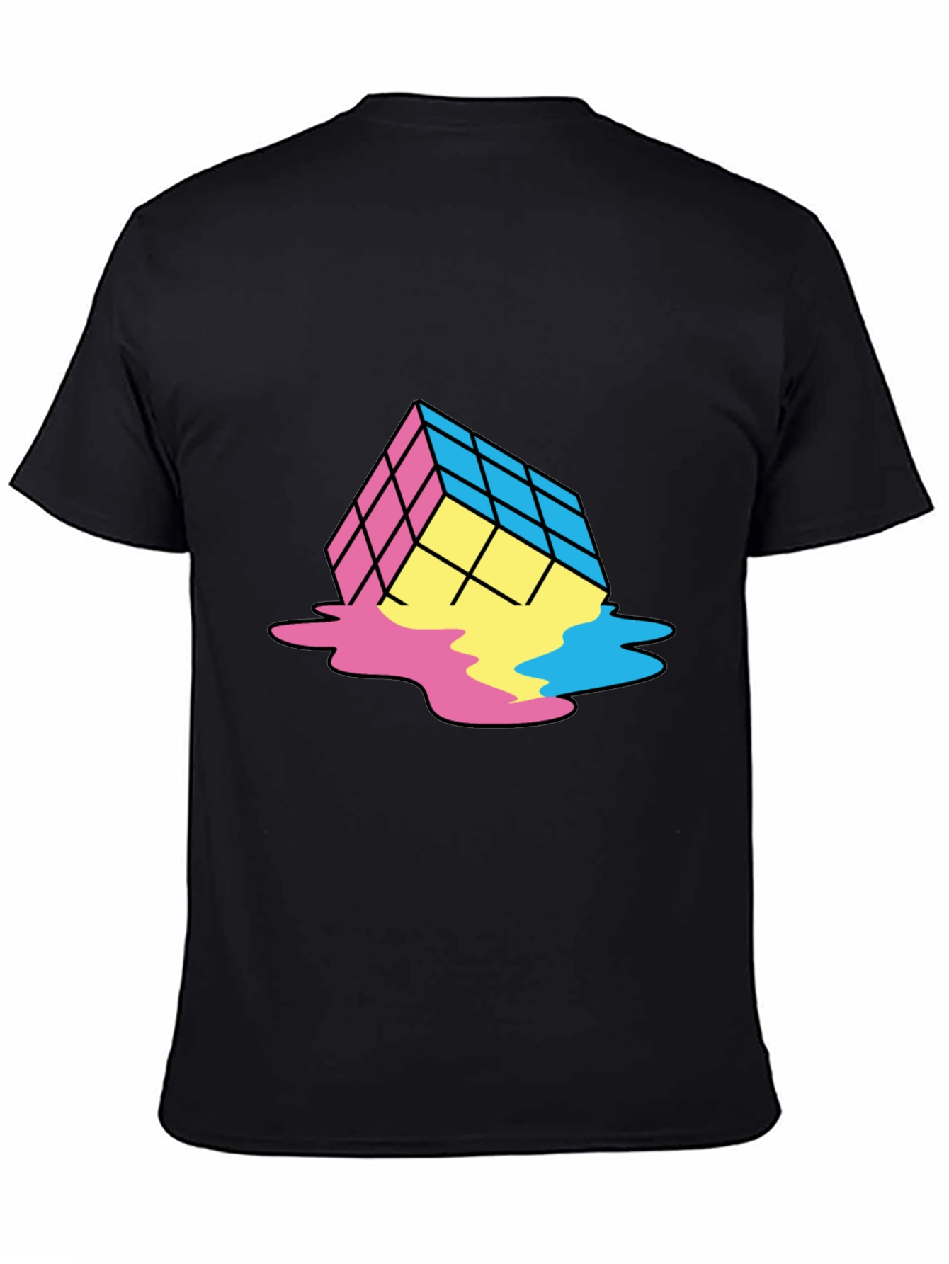 Rubiks Cube Melt T-Shirt - Pan Colors - Black