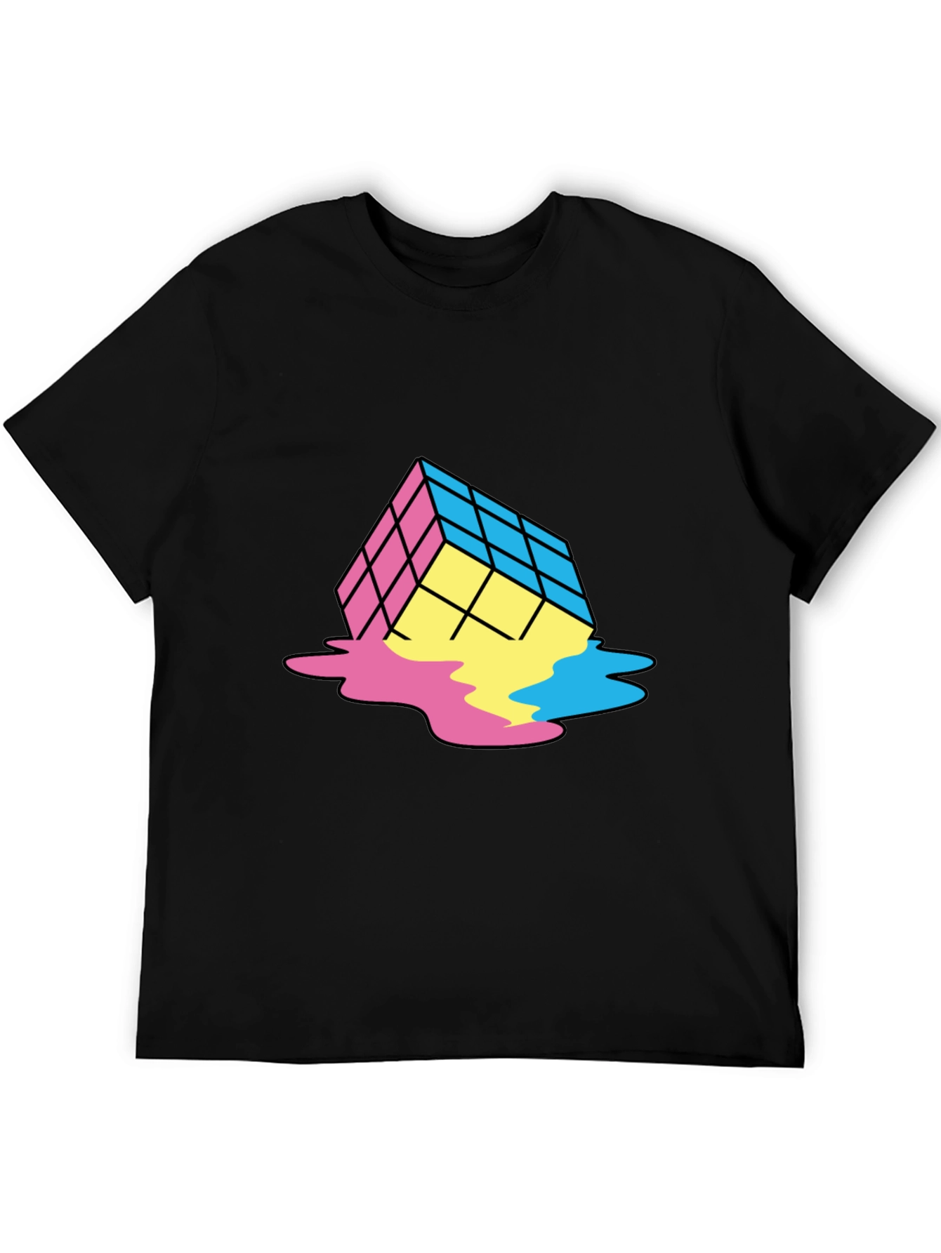 Rubiks Cube Melt T-Shirt - Pan Colors - Black