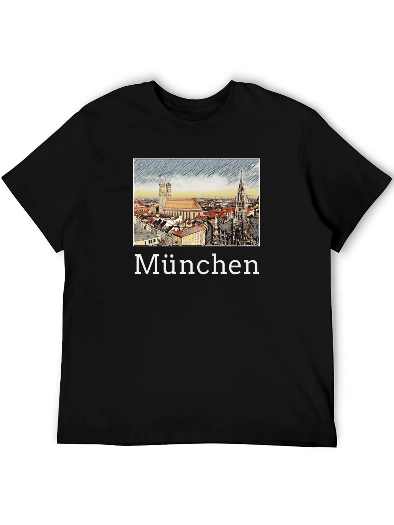 München Skyline T-Shirt - Black Cotton Tee