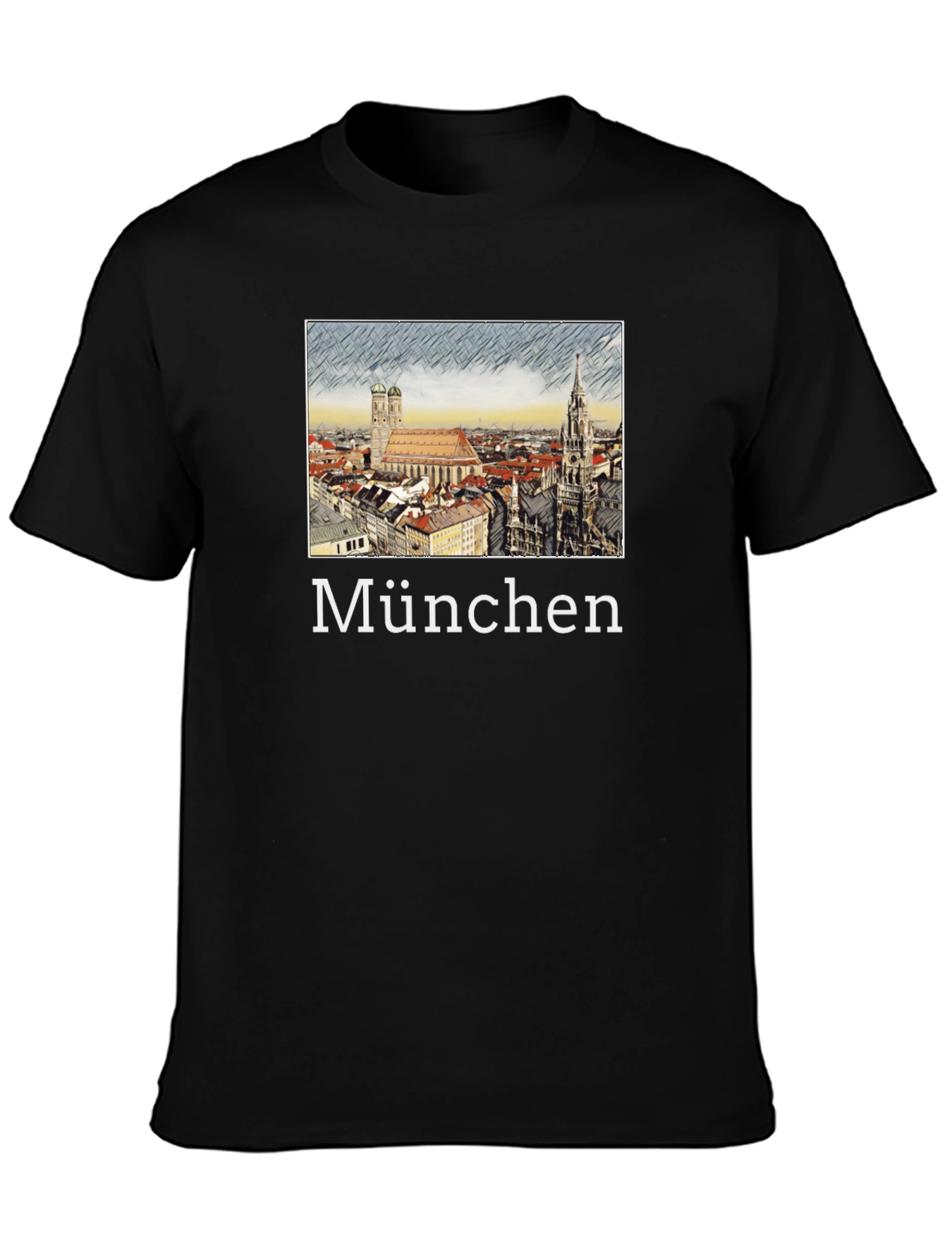 München Skyline T-Shirt - Black Cotton Tee