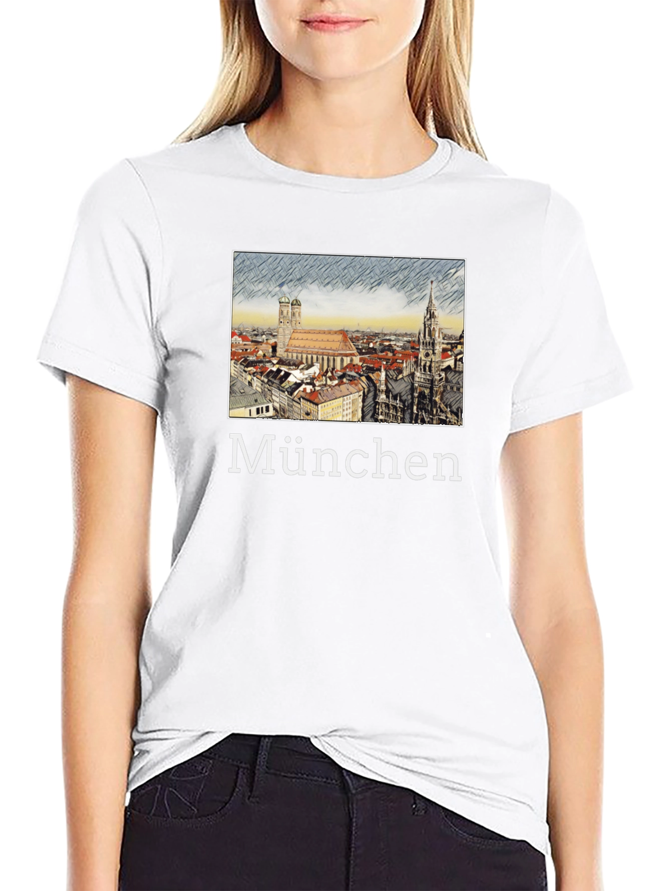 München Skyline T-Shirt - Black Cotton Tee