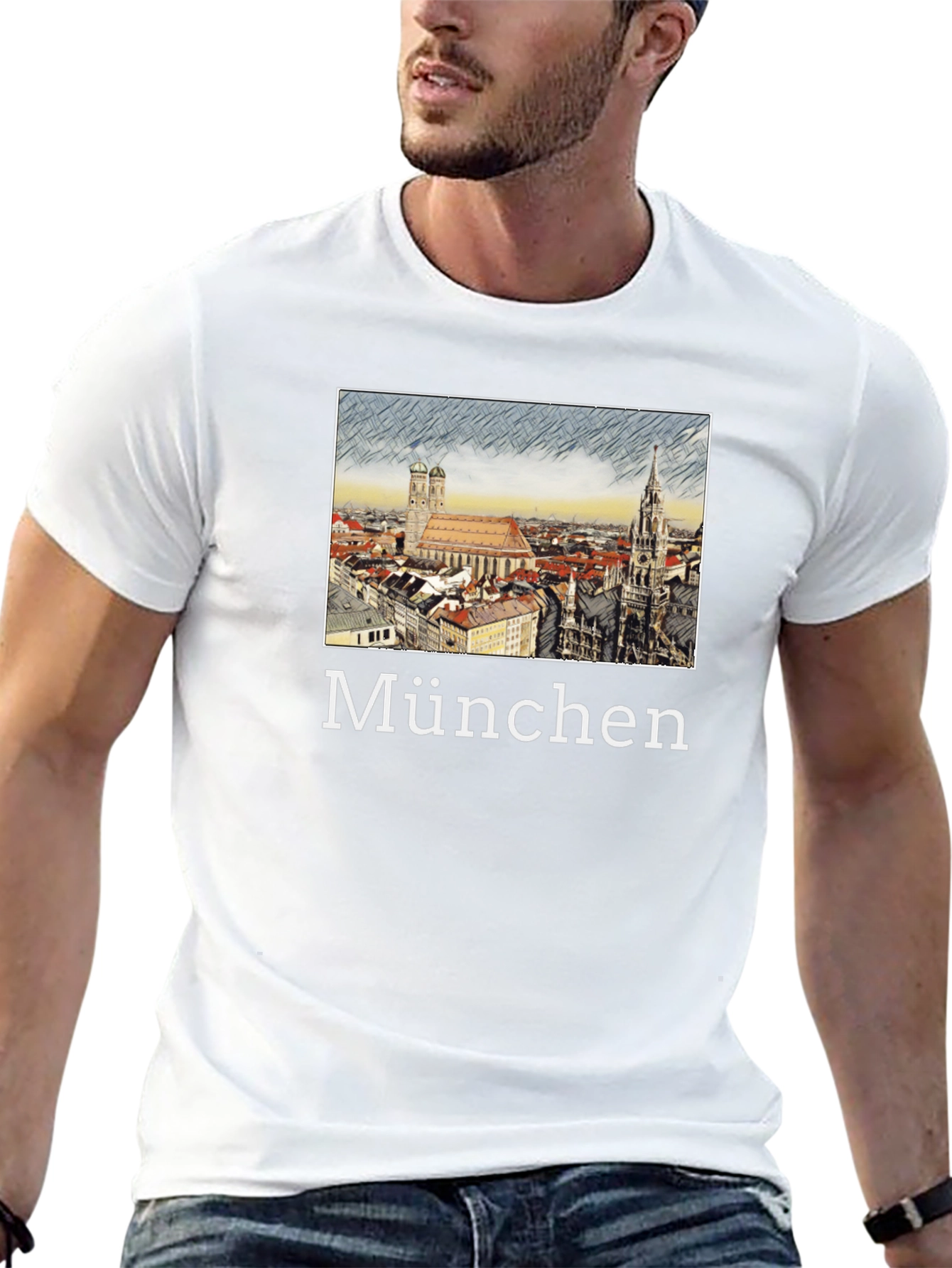 München Skyline T-Shirt - Black Cotton Tee