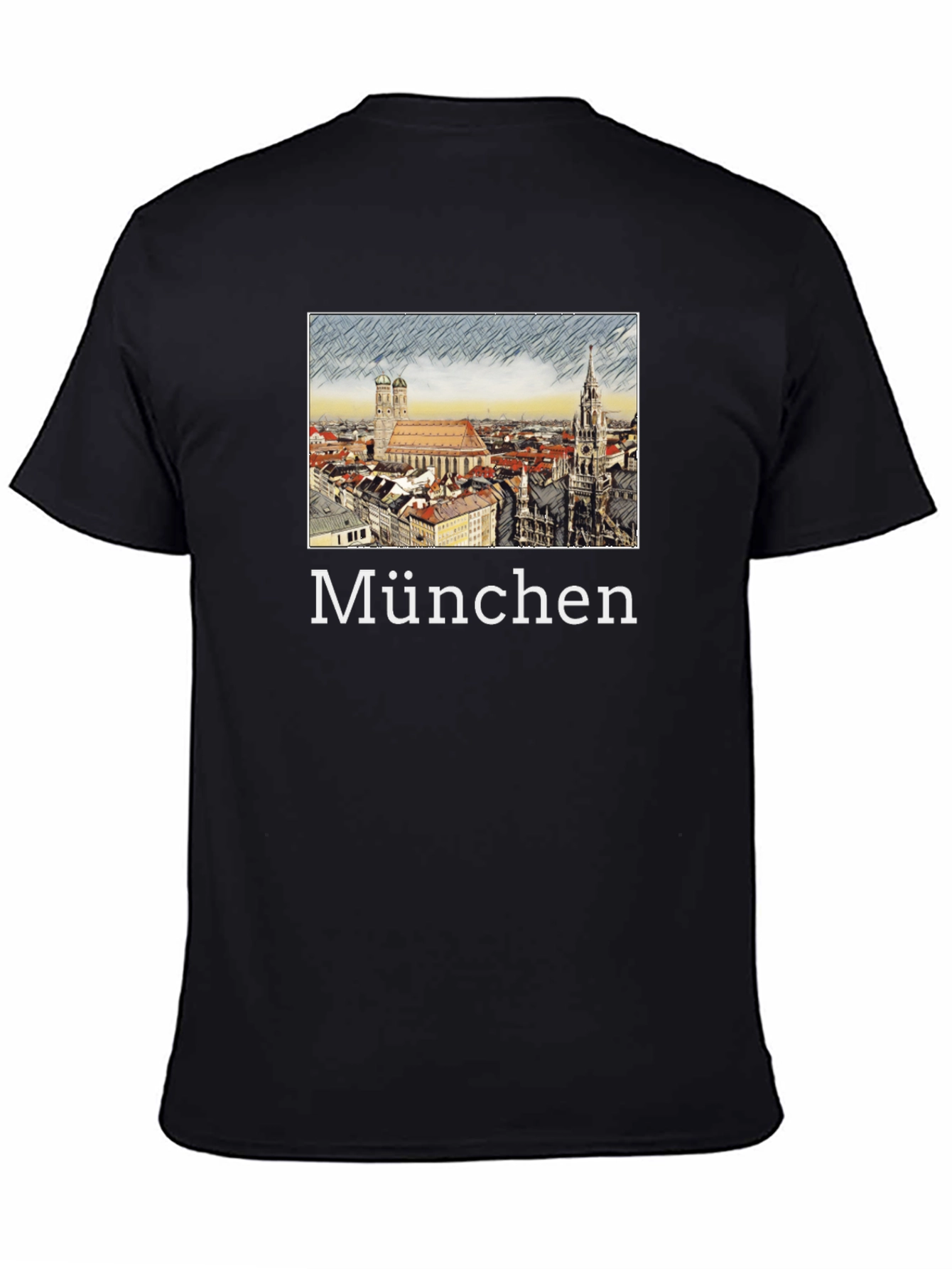 München Skyline T-Shirt - Black Cotton Tee