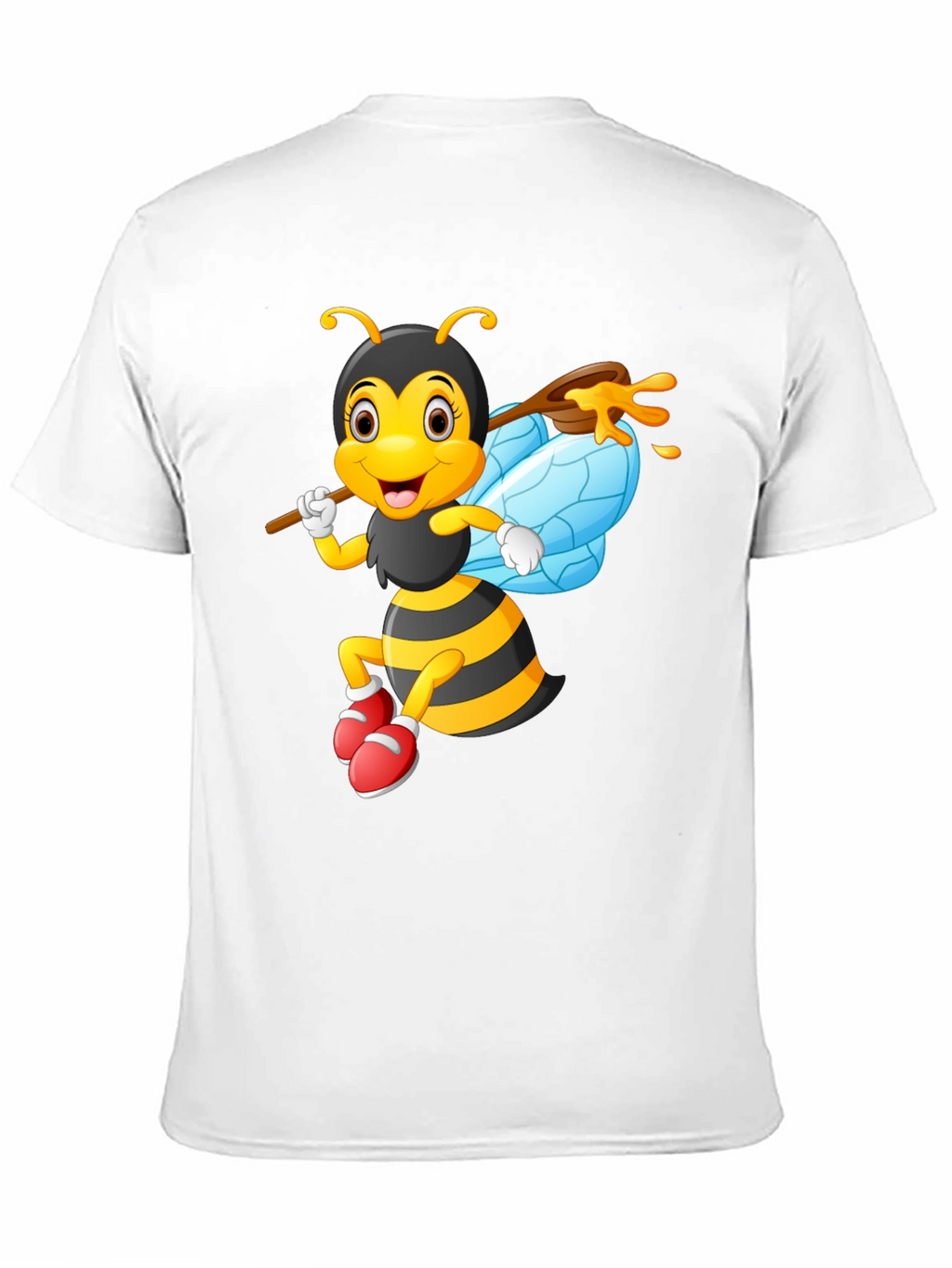 Cartoon Bee Graphic Tee - Black Cotton Blend