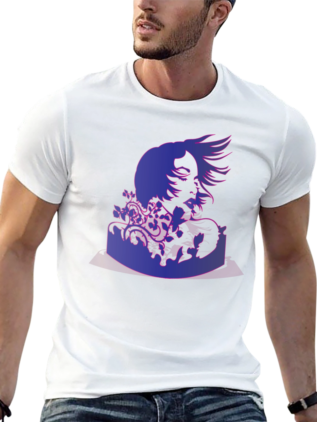 Abstract Portrait Graphic Print T-Shirt