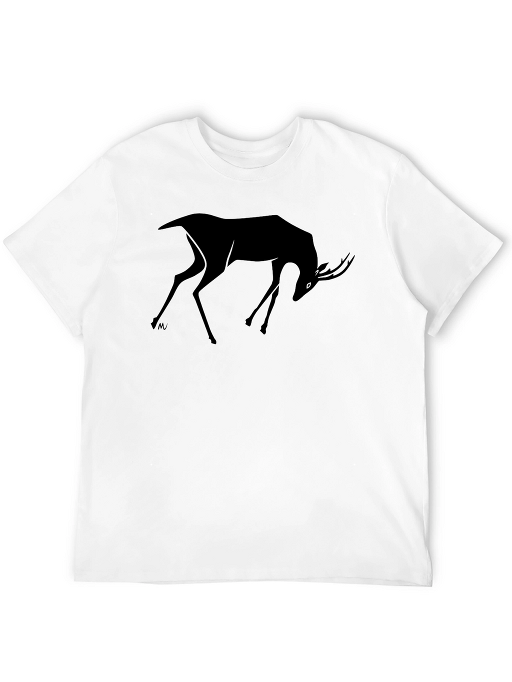 Stylized Deer Graphic Black T-Shirt