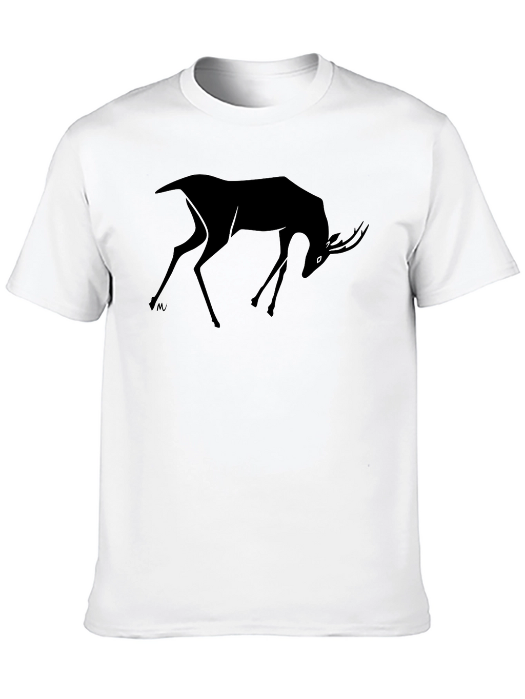 Stylized Deer Graphic Black T-Shirt