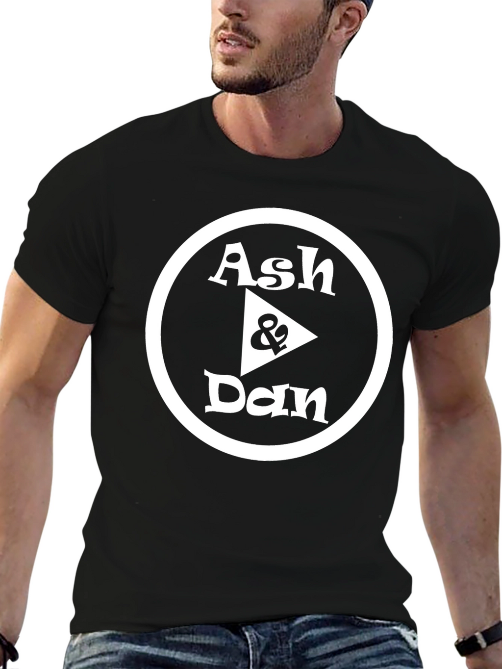 Ash & Dan Black Graphic Tee - Modern Design