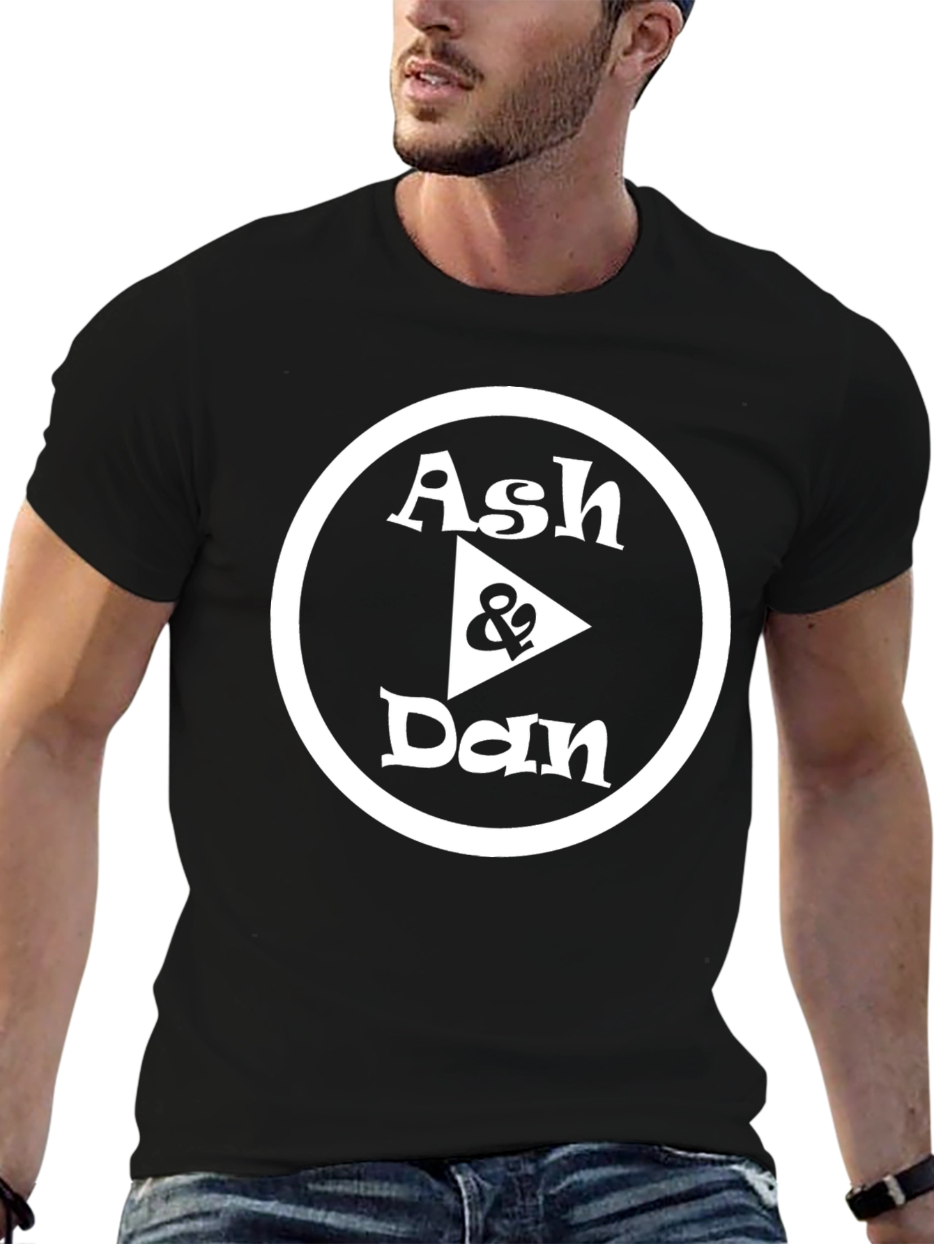 Ash & Dan Black Graphic Tee - Modern Design