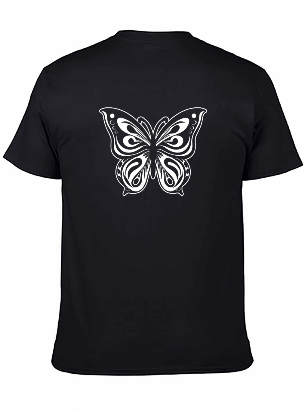 Black T-Shirt with Butterfly Graphic Print