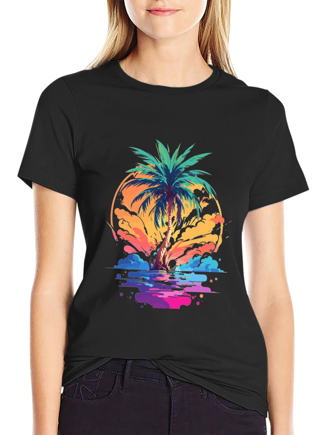 Retro Palm Tree T-Shirt - Summer Vibes