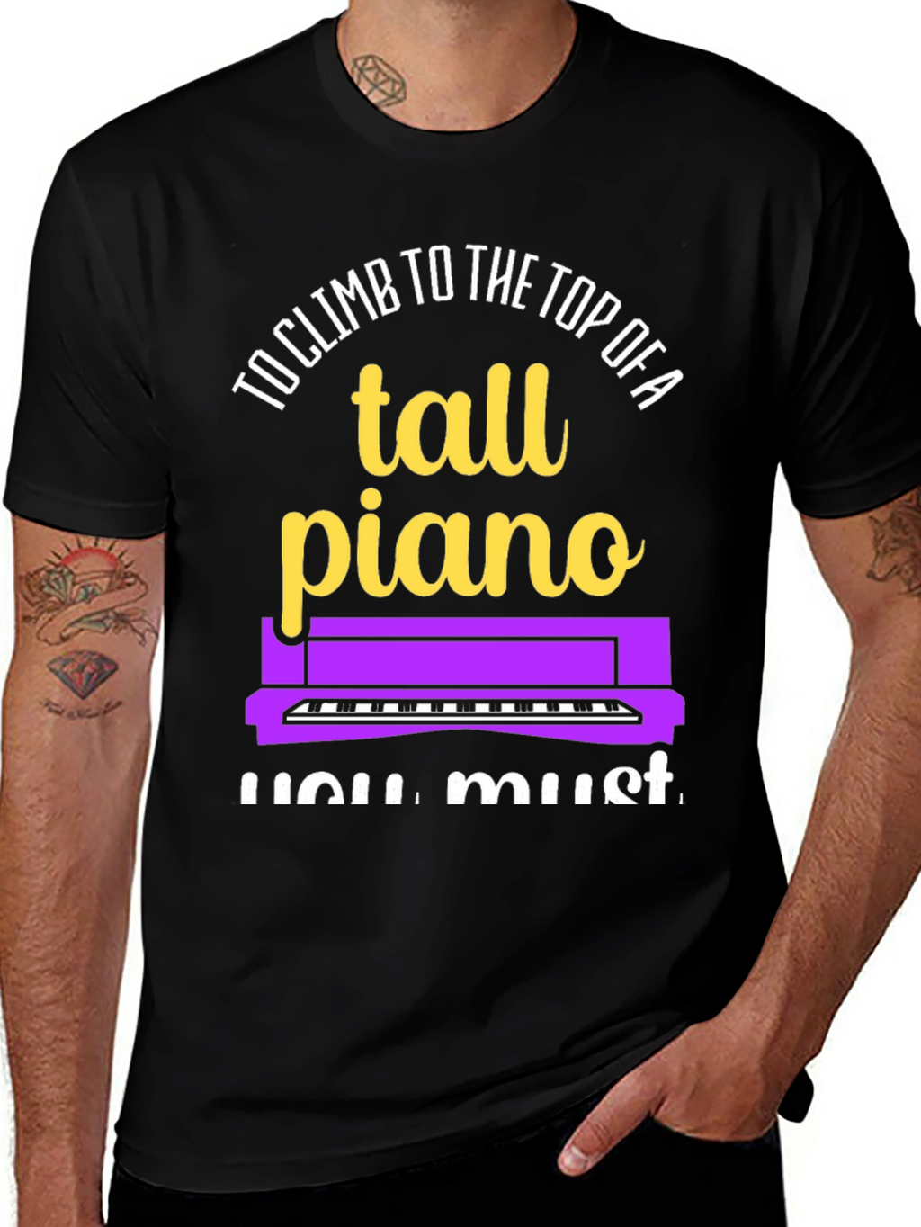 Tall Piano Graphic Tee - Musicians Novelty Shirt